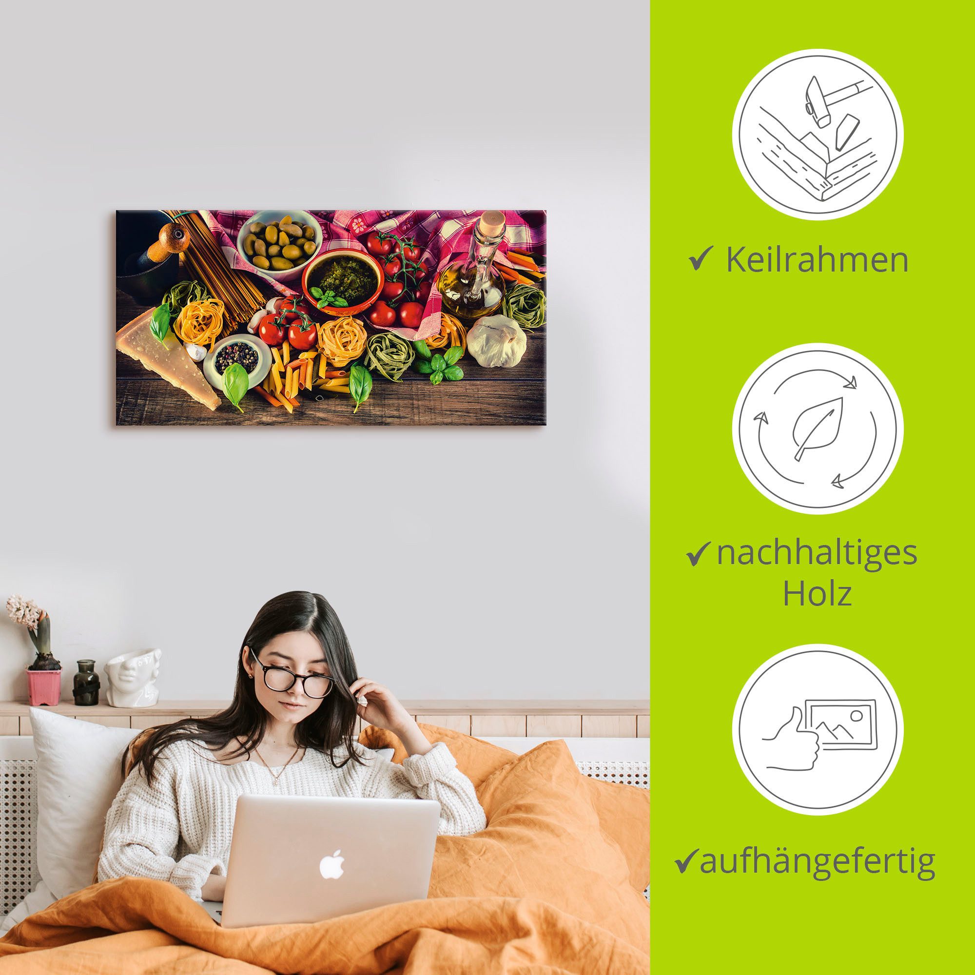 Artland Artprint Italiaans mediterraan eten als artprint van aluminium, artprint voor buiten, artprint op linnen, poster, muursticker
