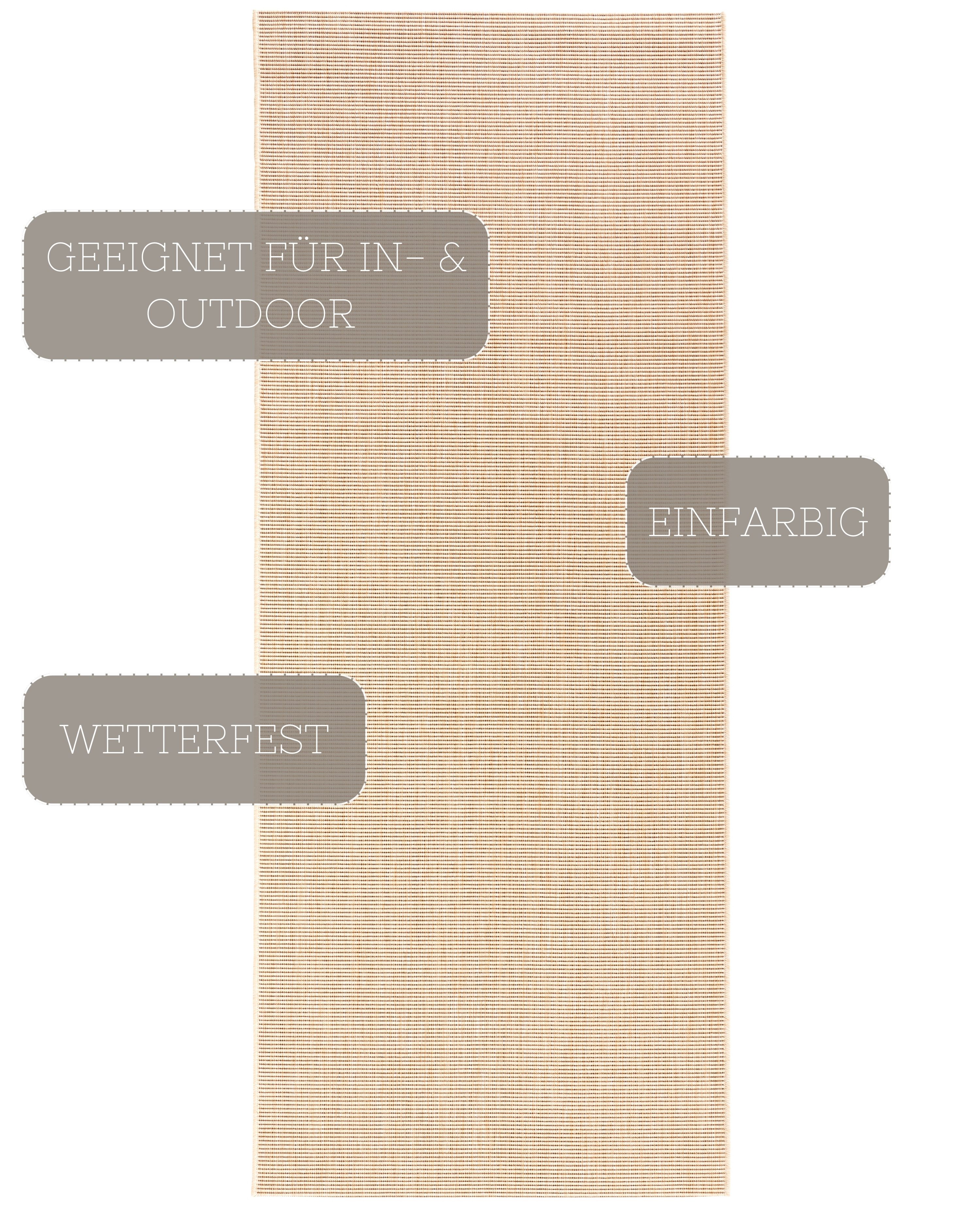 HANSE Home Vloerkleed Match Binnen- en buitengebruik, kortpolig, loper, modern, effen kleuren, woonkamer, balkon