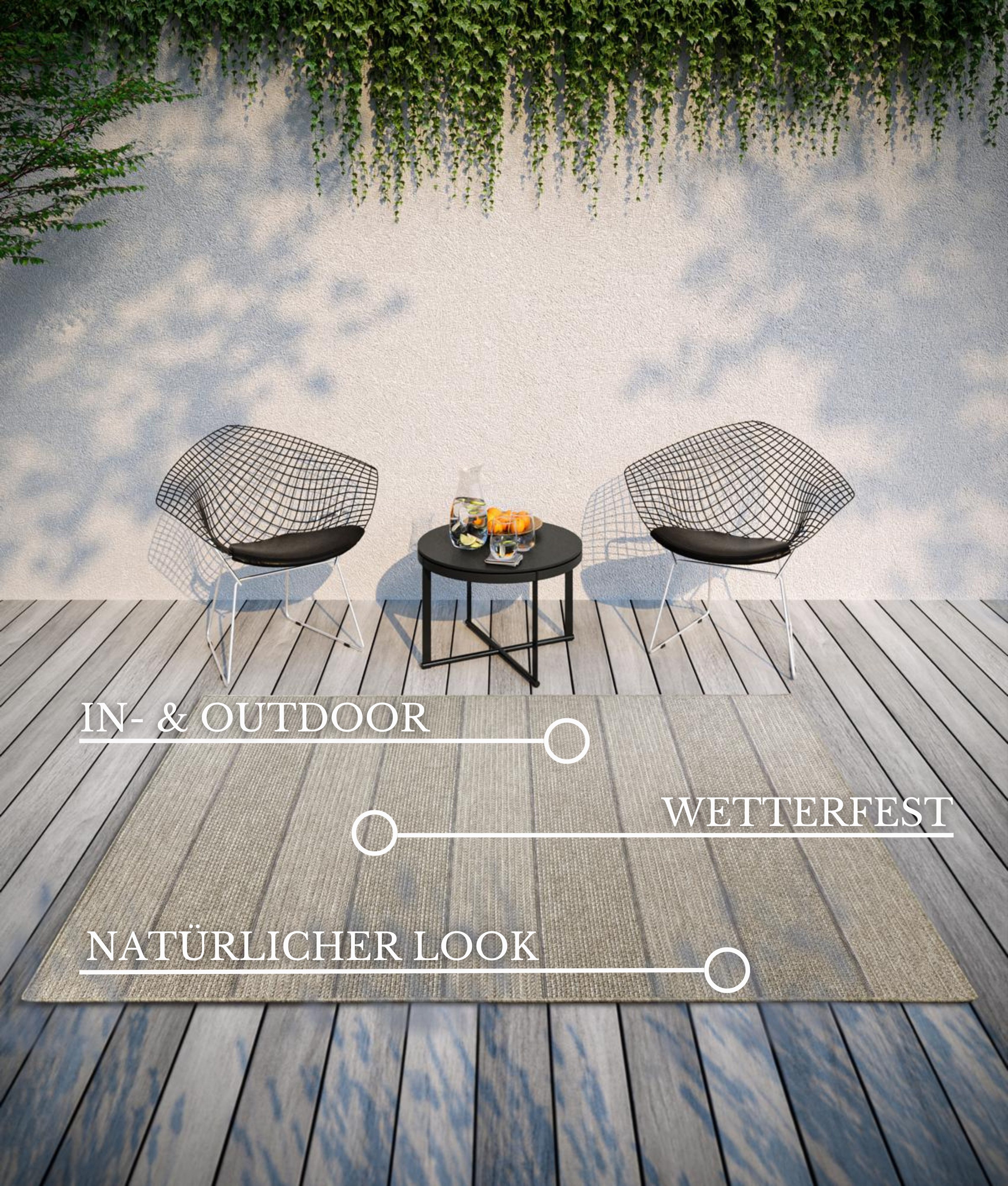 Villeroy & Boch Vloerkleed Isabella In-& Outdoor, Vlakweefsel, weerbestendig, Terras, Balkon, natuurlijk, modern