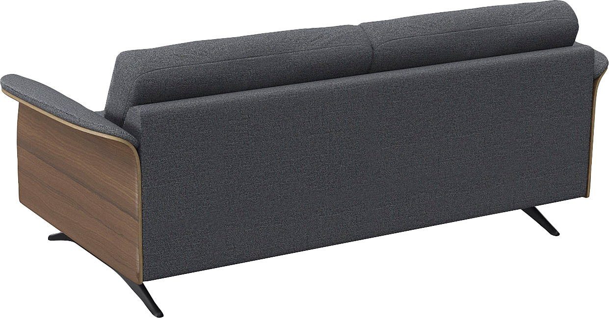 FLEXLUX 2,5-zitsbank Glow sofa, bank Premium zitting: koudschuim en binnenvering, armleuningen. Walnoot, zwarte voet