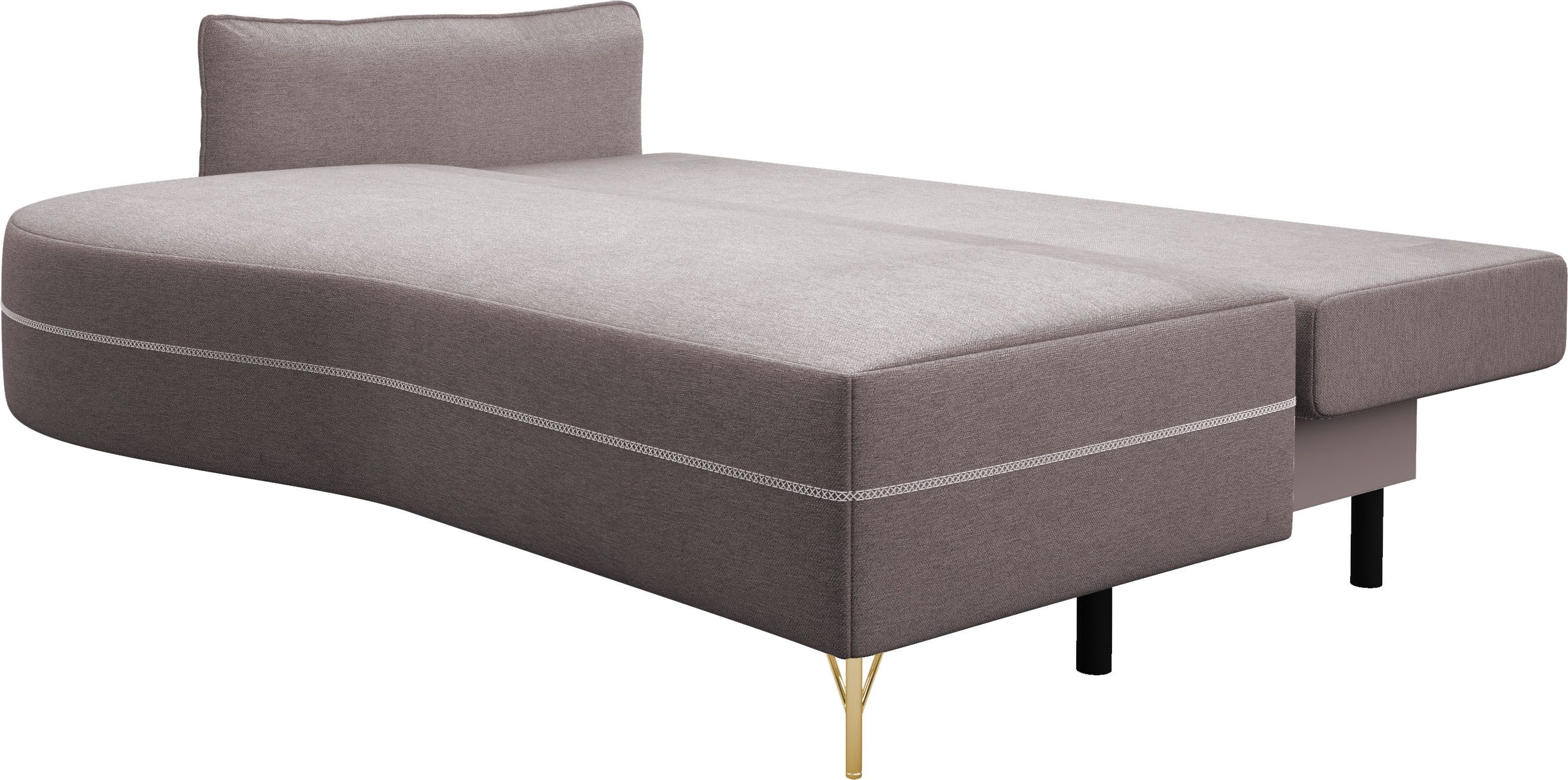 exxpo - sofa fashion Loungebank Ortis mit toller Kontrastnaht, Solitärmöbel, bequem, schmale Armlehne Slaapbank met bedfunctie en opbergruimte, comfortabele veren