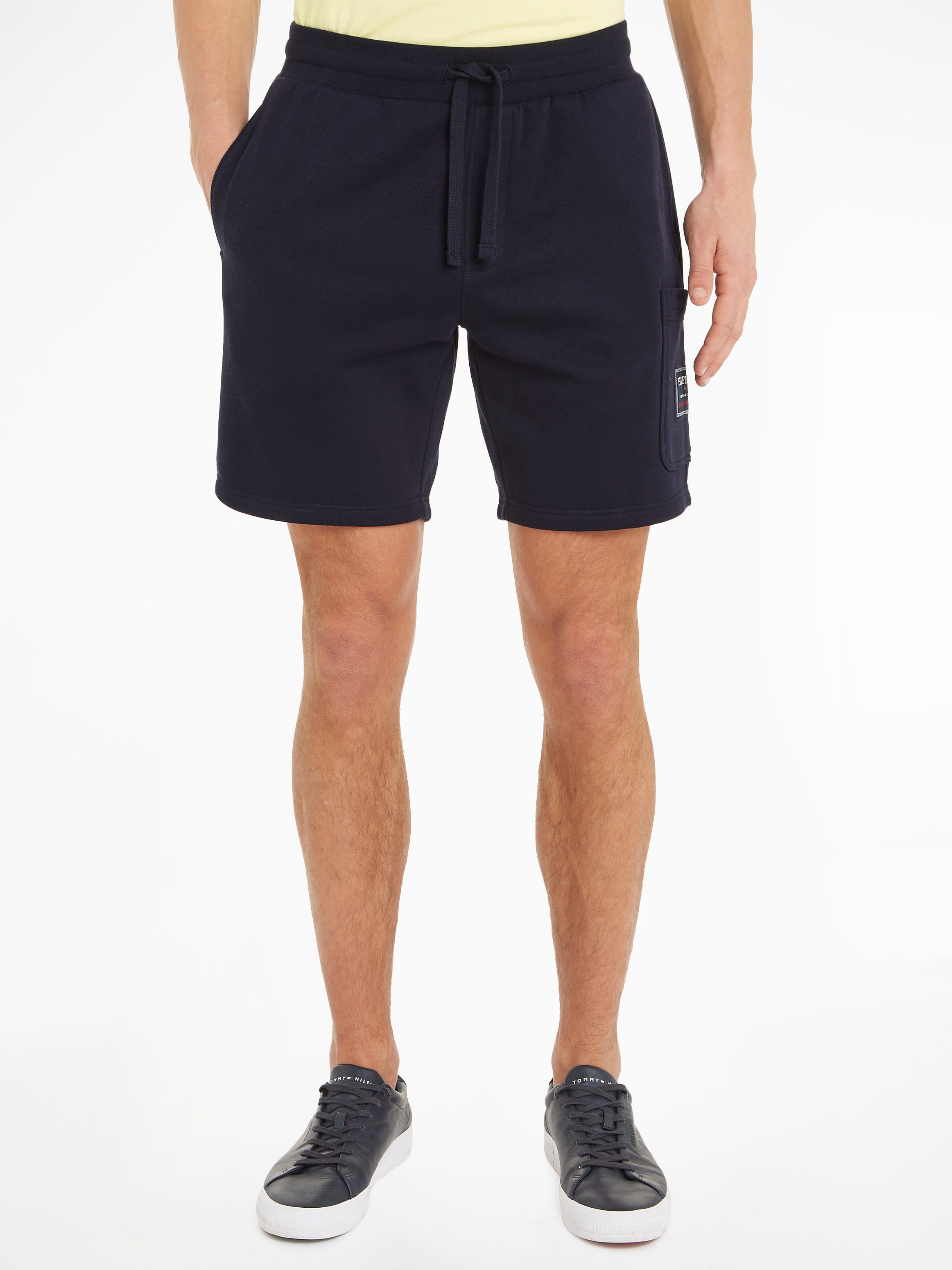 Tommy Hilfiger Sweatshort FLAG LOGO BADGE SWEATSHORTS heren sportshorts maat S blauw