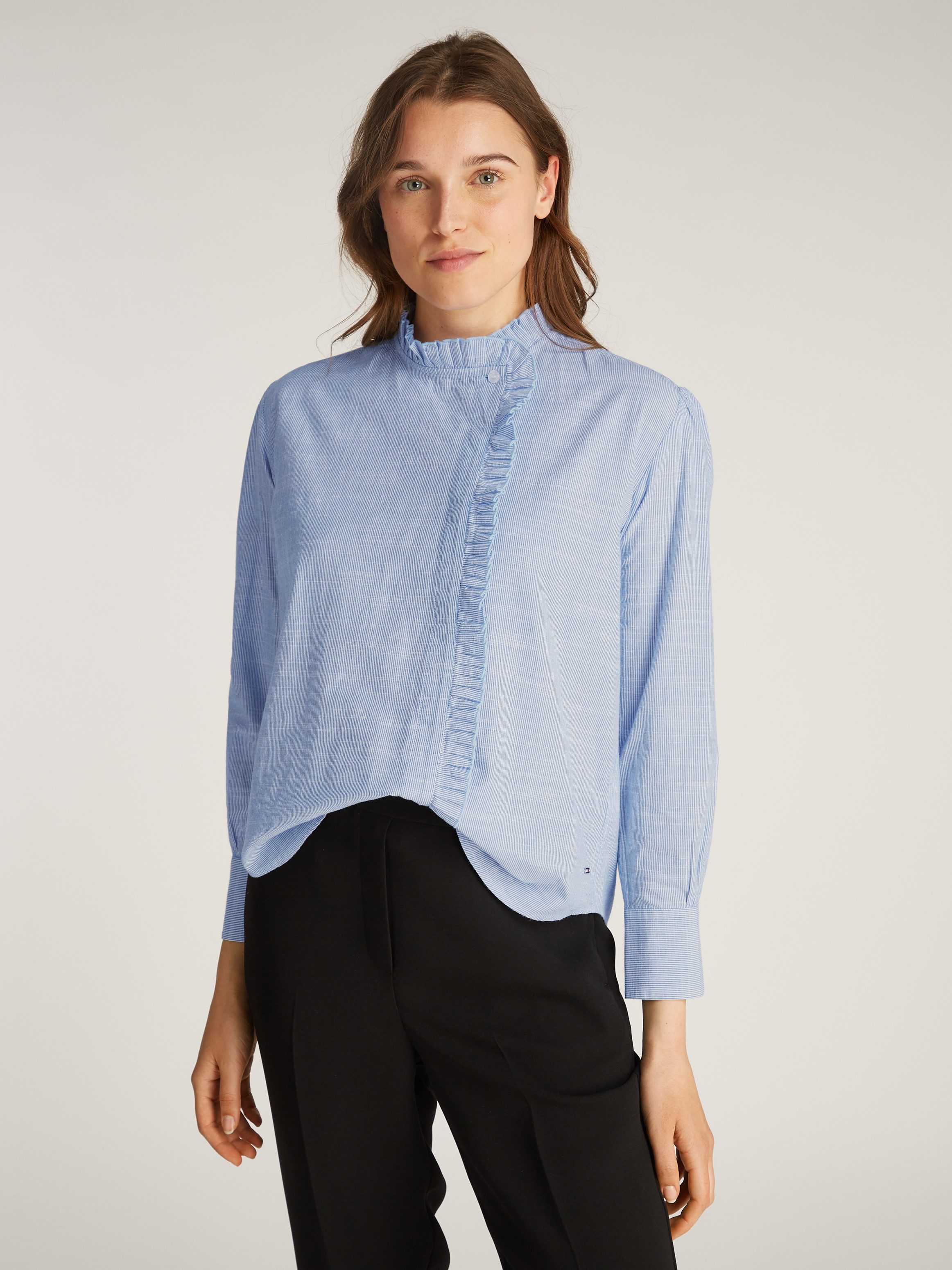 Tommy Hilfiger Overhemdblouse COTTON STP RUFFLE RELAXED SHIRT