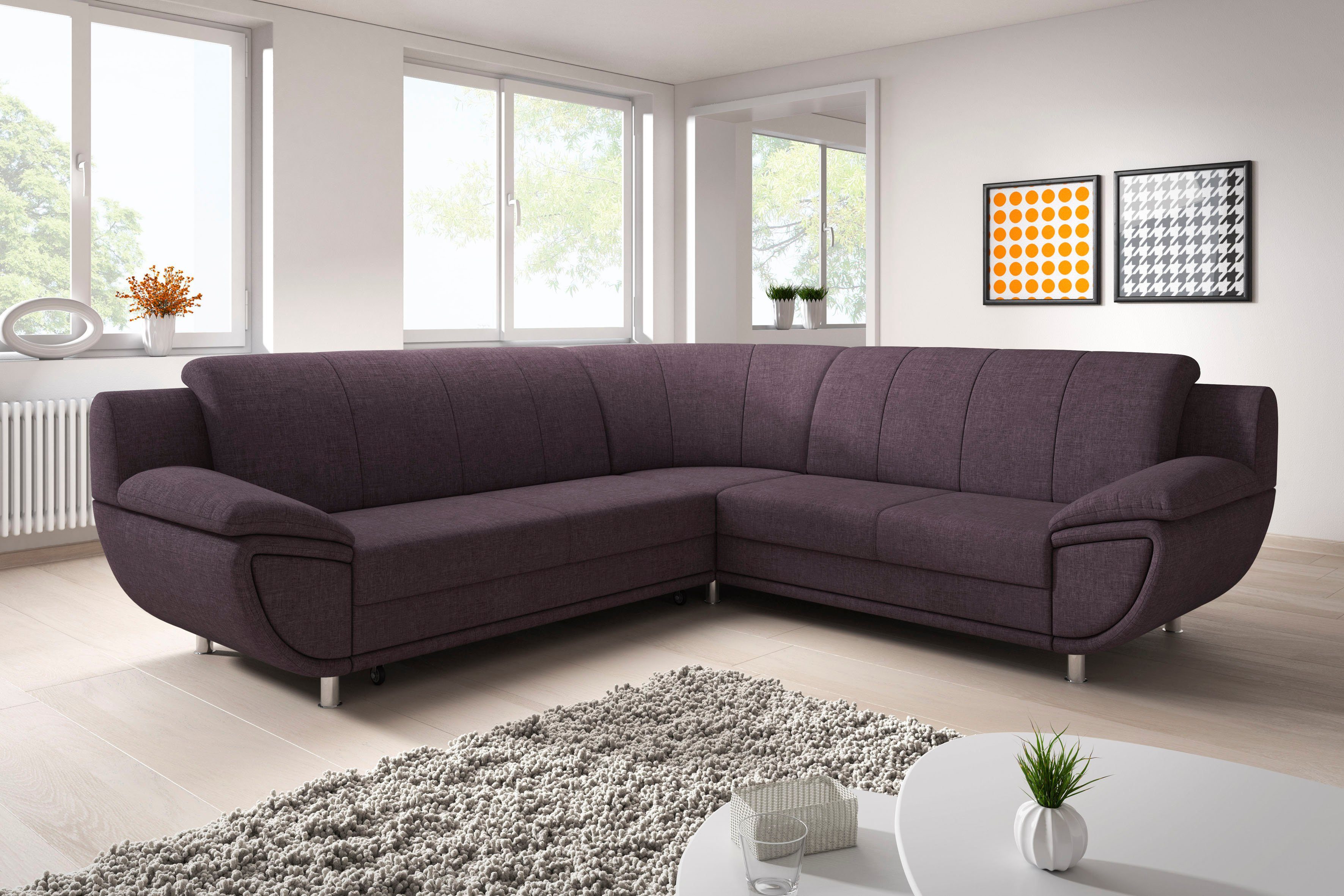 TRENDMANUFAKTUR Hoekbank Rondo II, tijdloos & elegant, comfortabele armleuningen, L-vorm