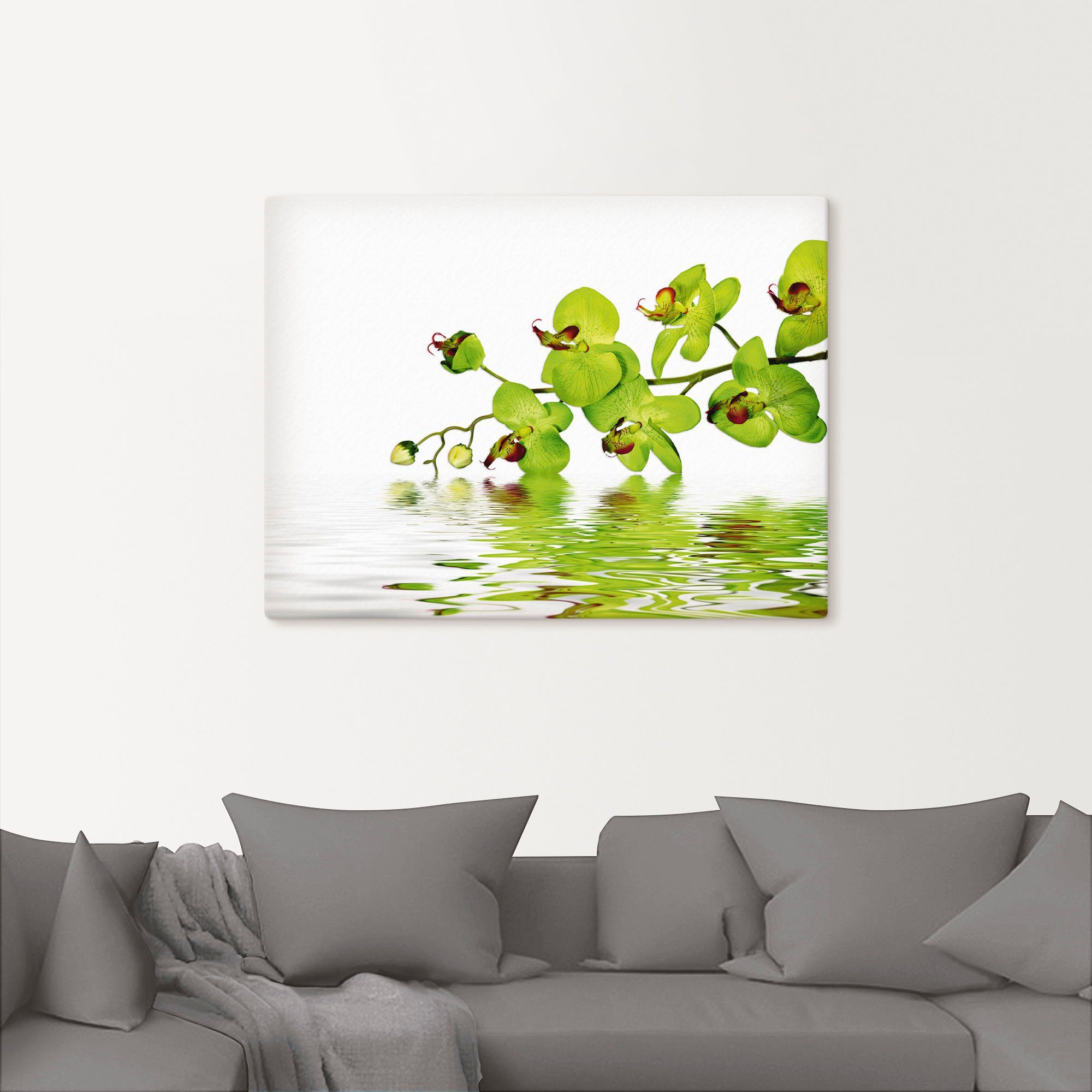 Artland Artprint Mooie orchidee met groene achtergrond als artprint op linnen, muursticker in verschillende maten