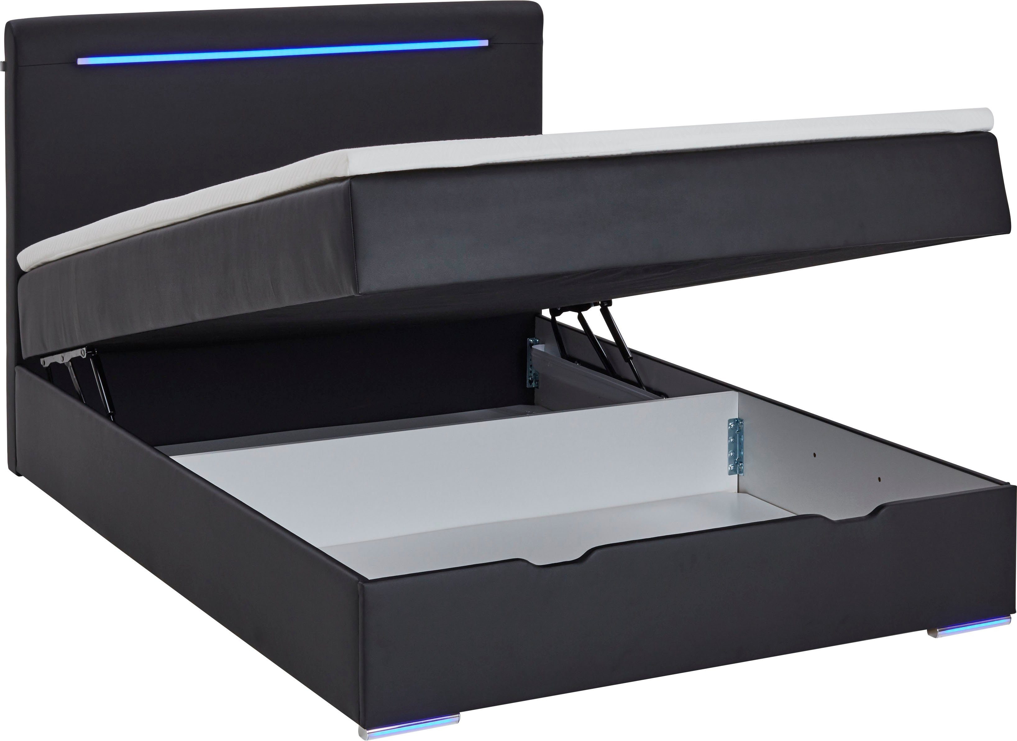 meise.möbel Boxspring Candela 2 inclusief ledverlichting in hoofdbord en poten, met bedkist en topmatras
