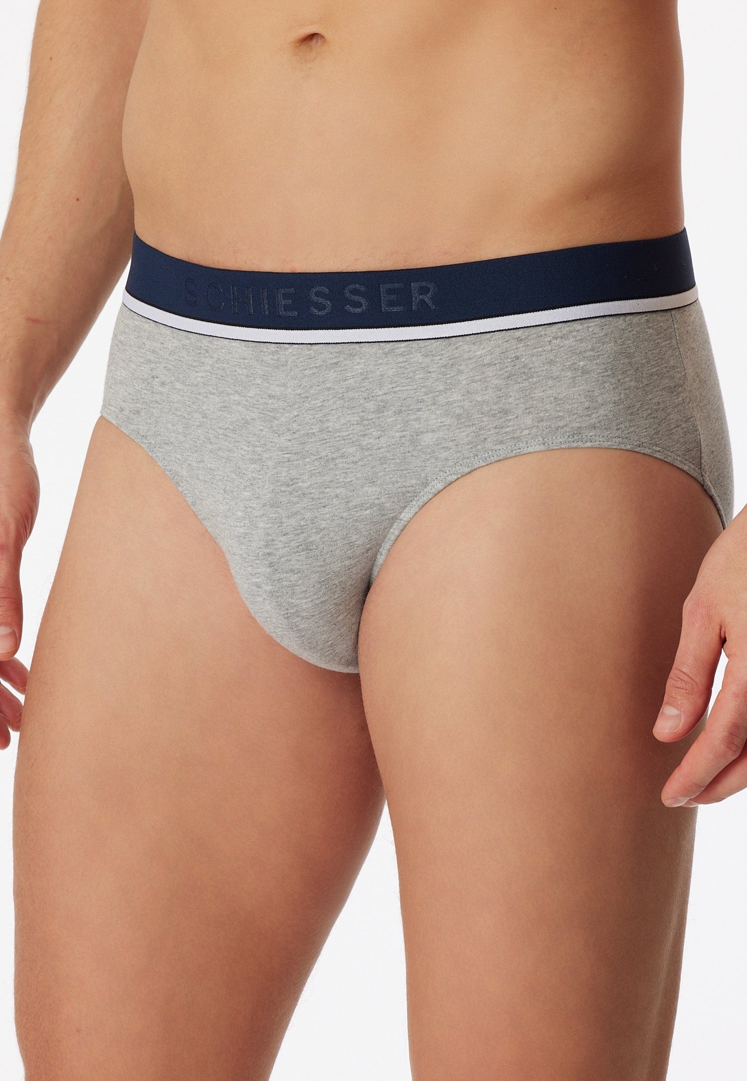 Schiesser Rio-slip 95/5 met sportieve logo-webgummiband met smalle witte aanzet (3 stuks)