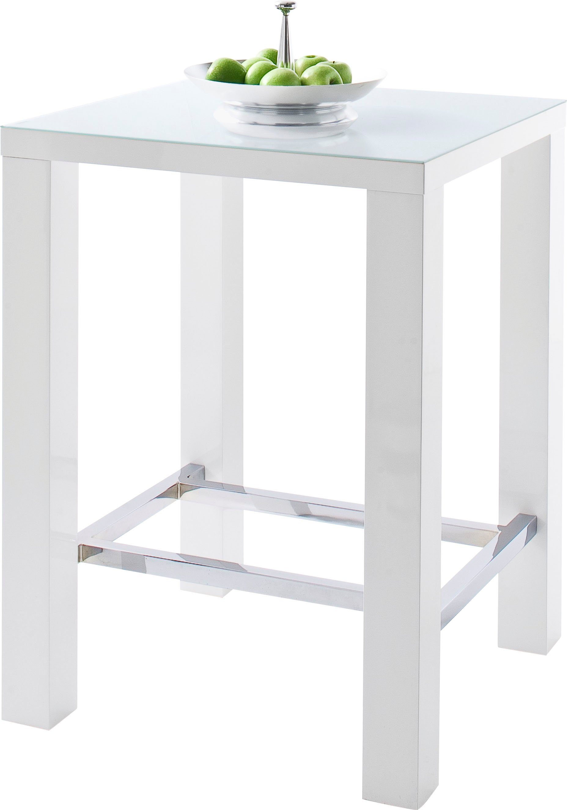 MCA furniture Bartafel Jam Bartafel hoogglans-wit, keukentafel, statafel met veiligheidsglas