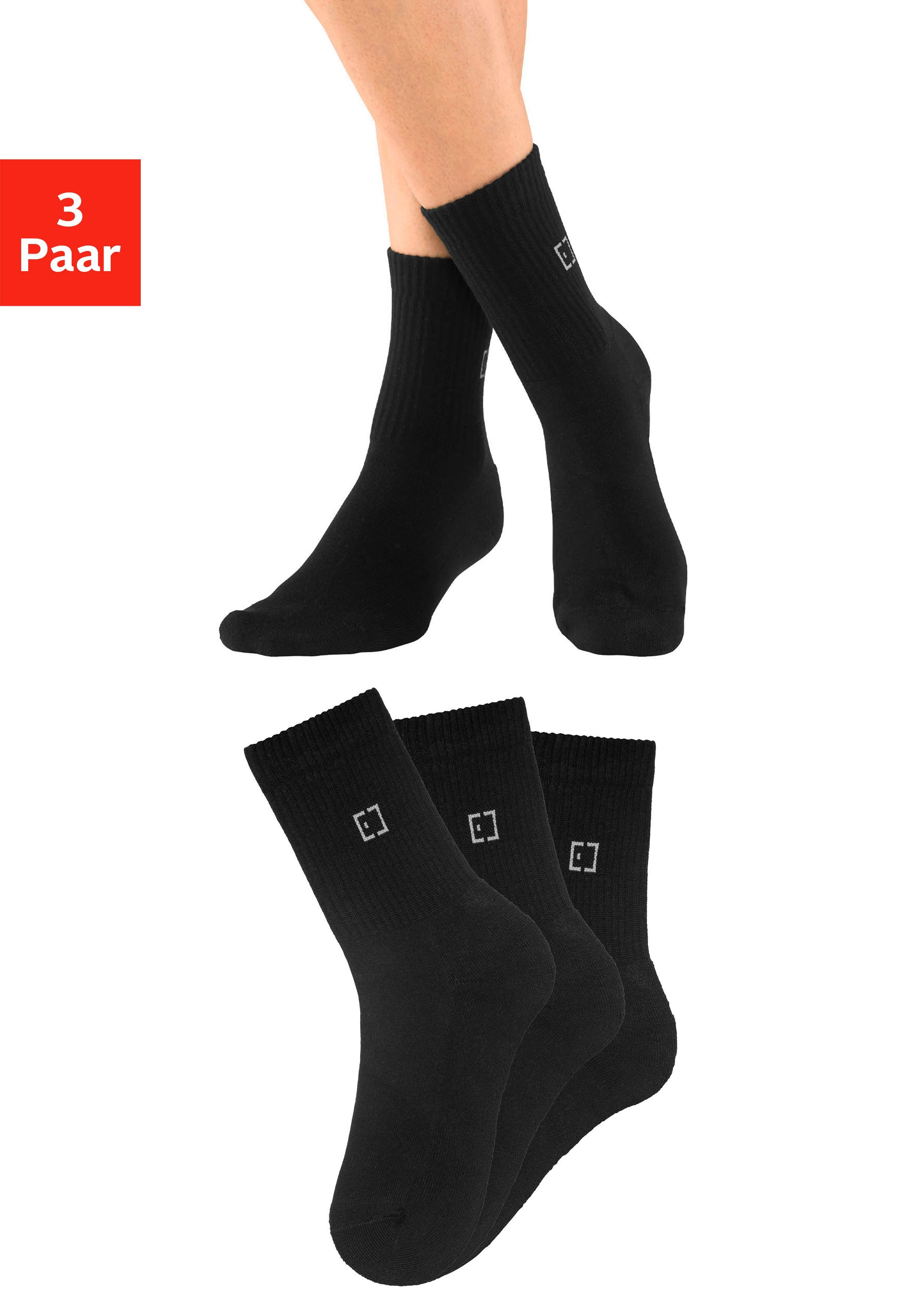 Elbsand Sokken met frotté en gebreid merklogo (set, 3 paar) dames sokken maat 39-42 zwart