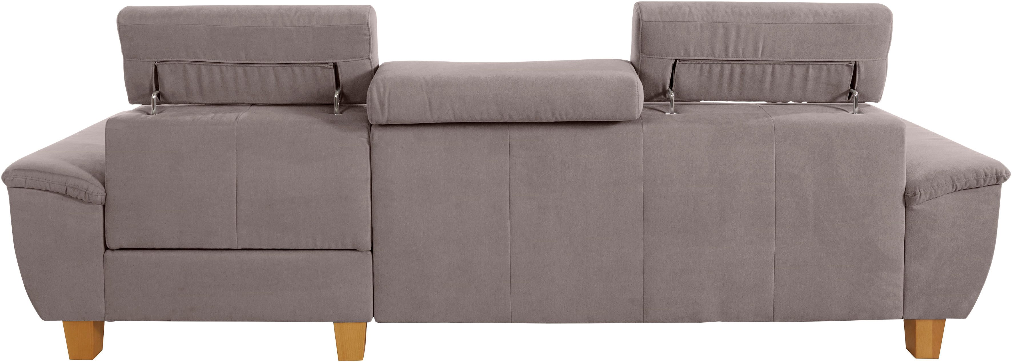 exxpo - sofa fashion Hoekbank Enya, uitgebreide afwerking, hoog zitcomfort, comfortabel, L-vorm inclusief verstelbare hoofdsteun, naar keuze met slaapfunctie en bedkist