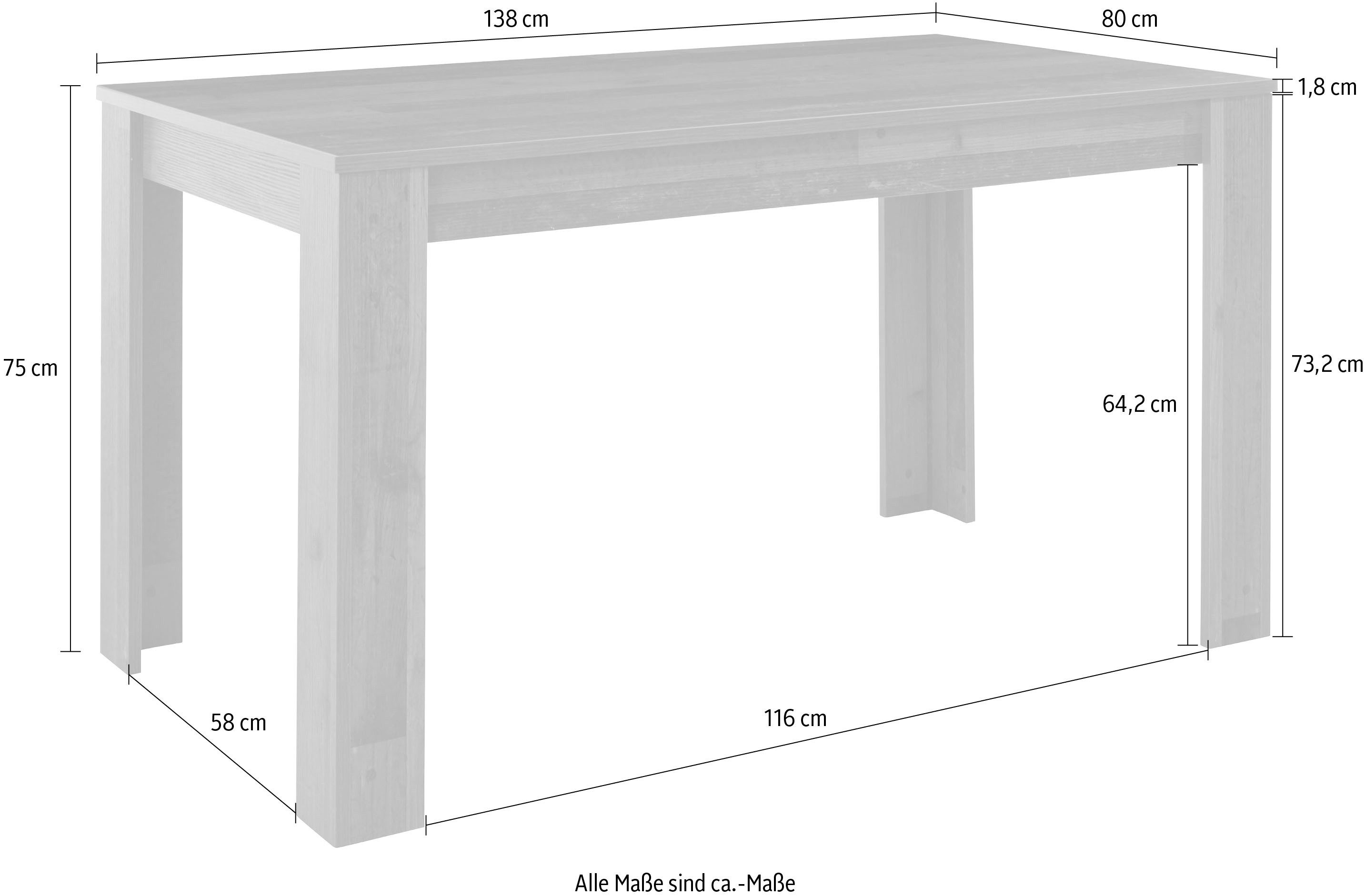 Home affaire Eettafel Venice Breedte 138 cm, in verschillende uitvoeringen