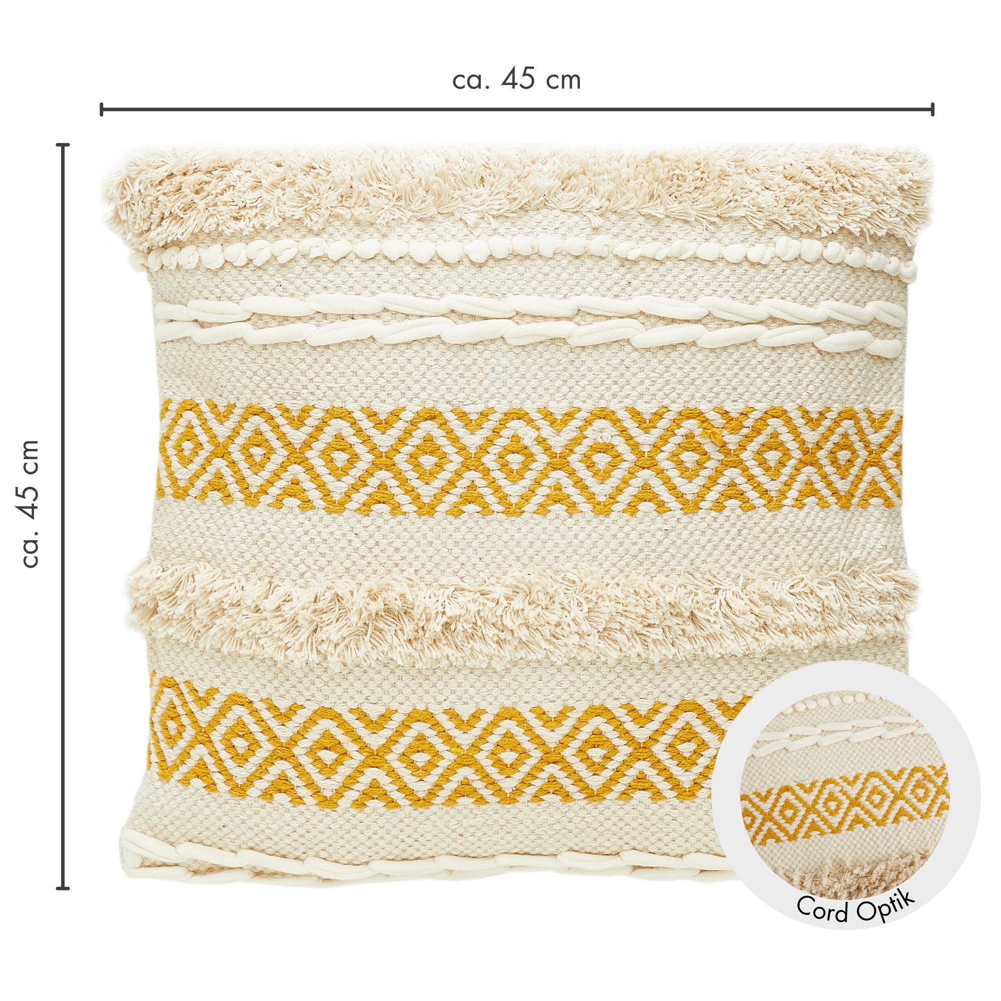 Andiamo Sierkussen Livia Etnisch patroon, gestreept, kussenhoes met vulling, vierkant, 45x45 cm (1 stuk)