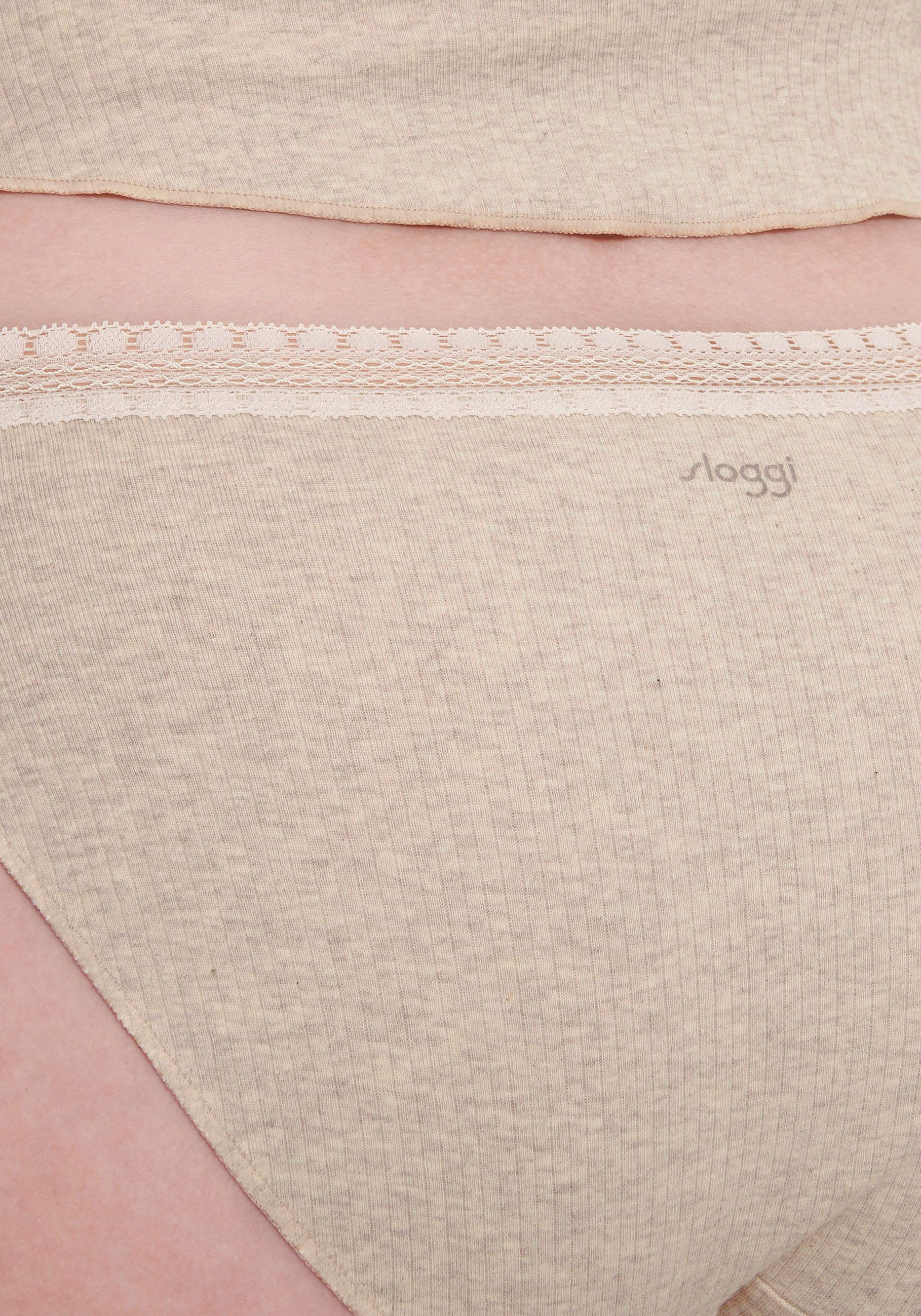 Sloggi Slip GO Ribbed R Tai C2P zachte ribstof met kantafwerking (2 stuks Set van 2)
