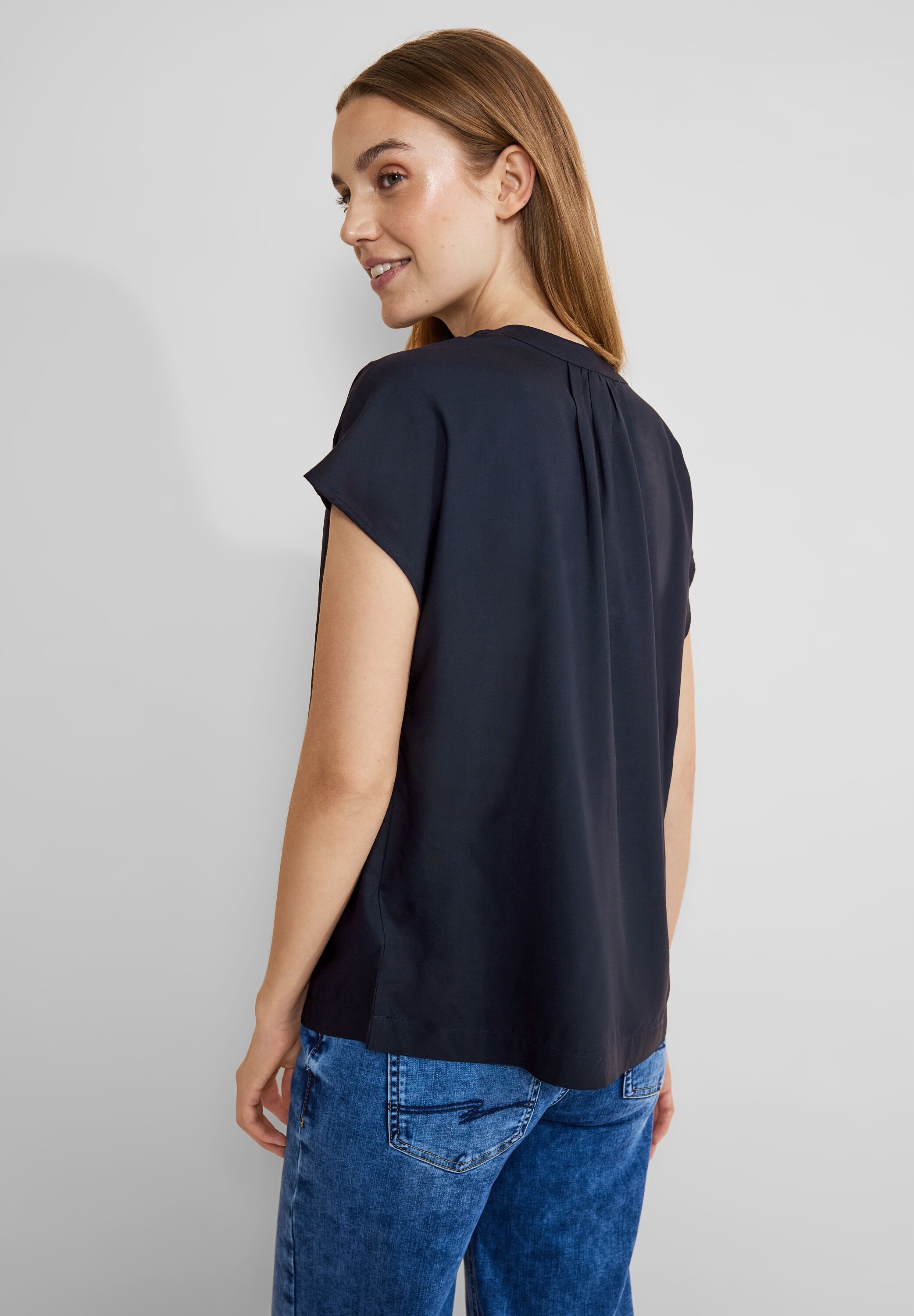 STREET ONE Blouse met korte mouwen Blouseshirt van pure viscose