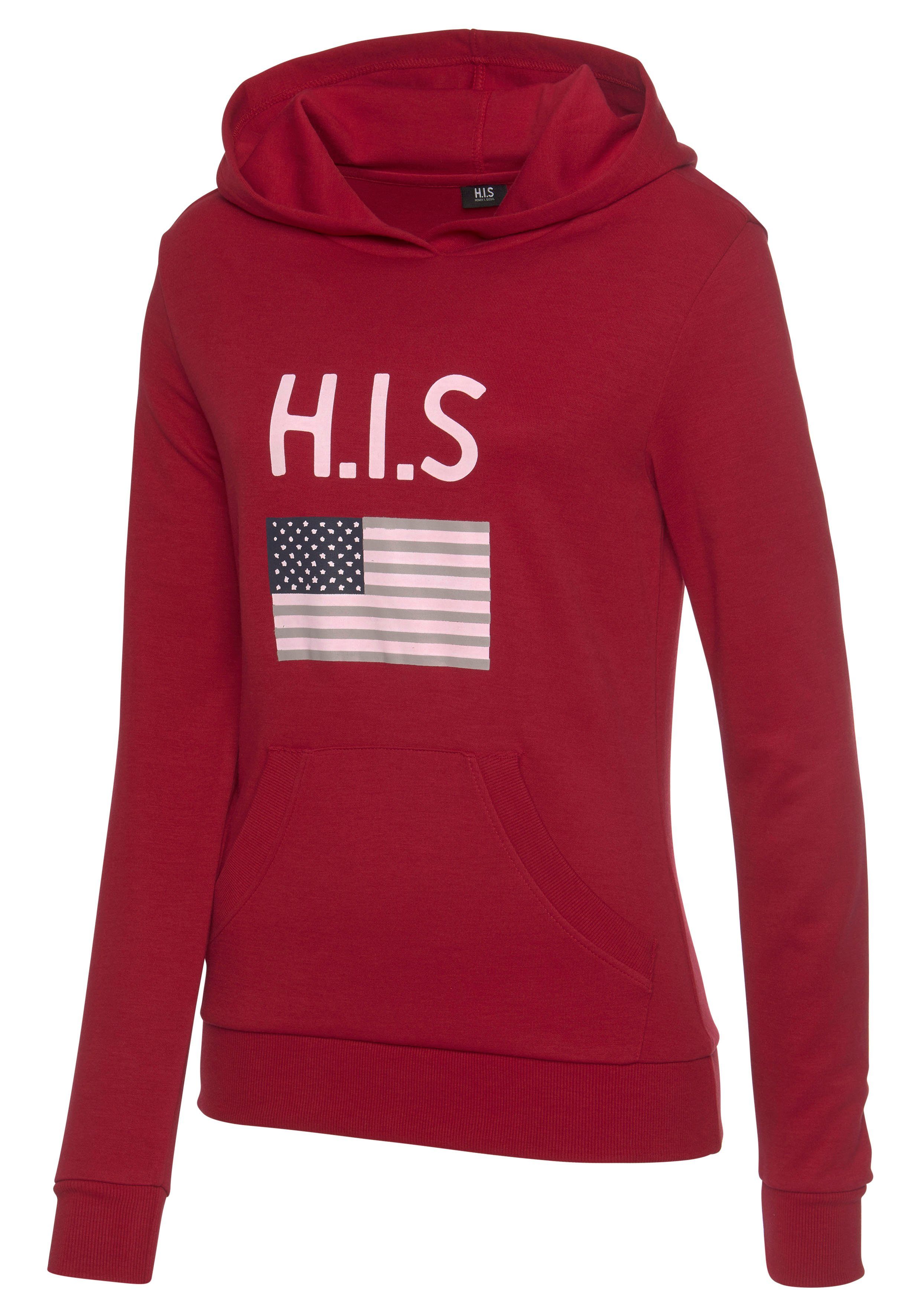 H.I.S Hoodie met logoprint en kangoeroezak, loungepak, hoodie