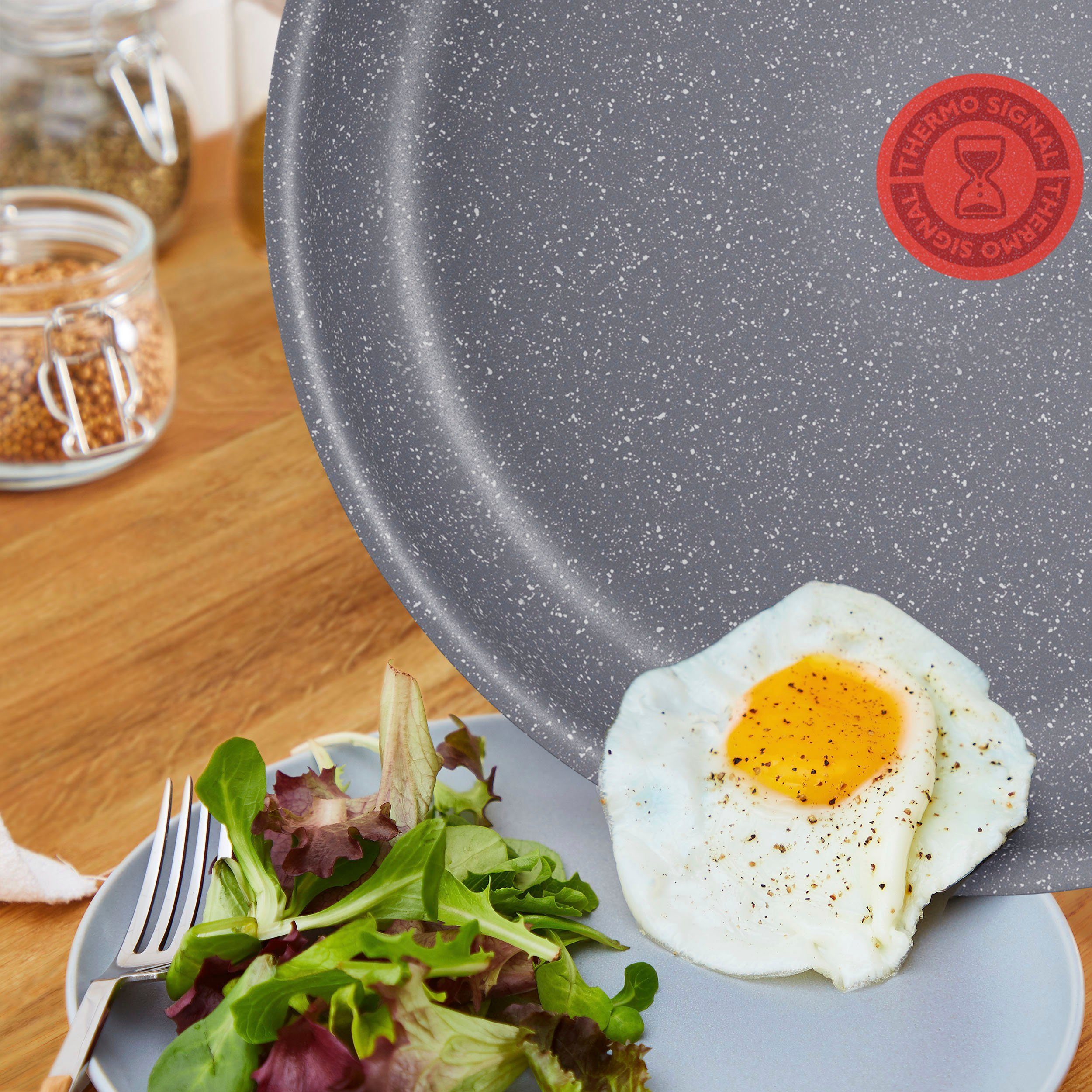Tefal Pannenset Healthy Chef Mineralia+ anti-aanbakverzegeling, thermo-signaal, inductie (set, 2-delig)