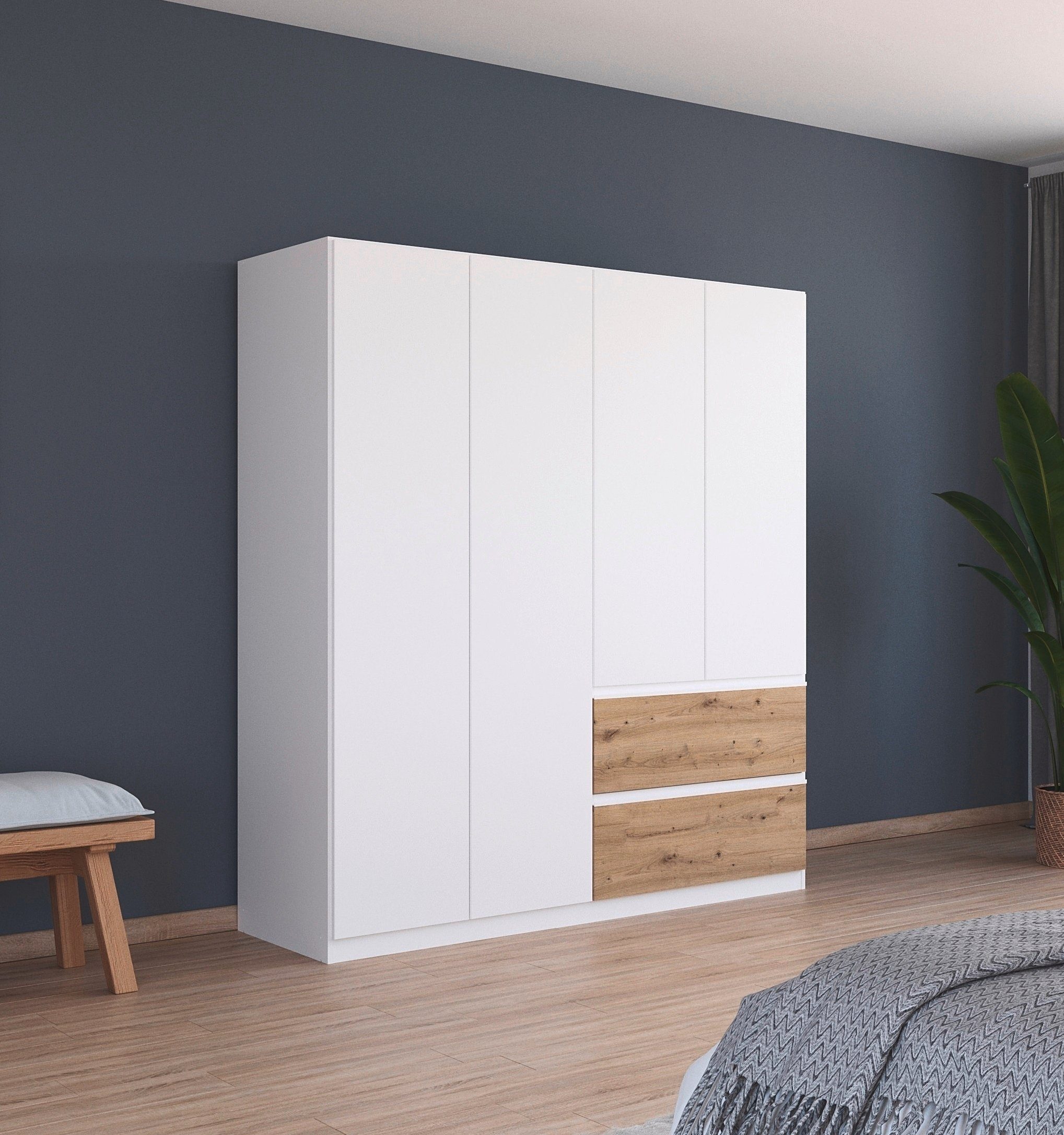 rauch Draaideurkast Kledingkast Kast Garderobe Wasmand COSTA in 3 Breedtes veel ruimte, greeploze front en push-to-open functie made in germany