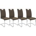 mca furniture vrijdragende stoel keulen overtrokken met kunstleer met handgreep, comfortzithoogte, stoel belastbaar tot 120 kg (set, 4 stuks) bruin
