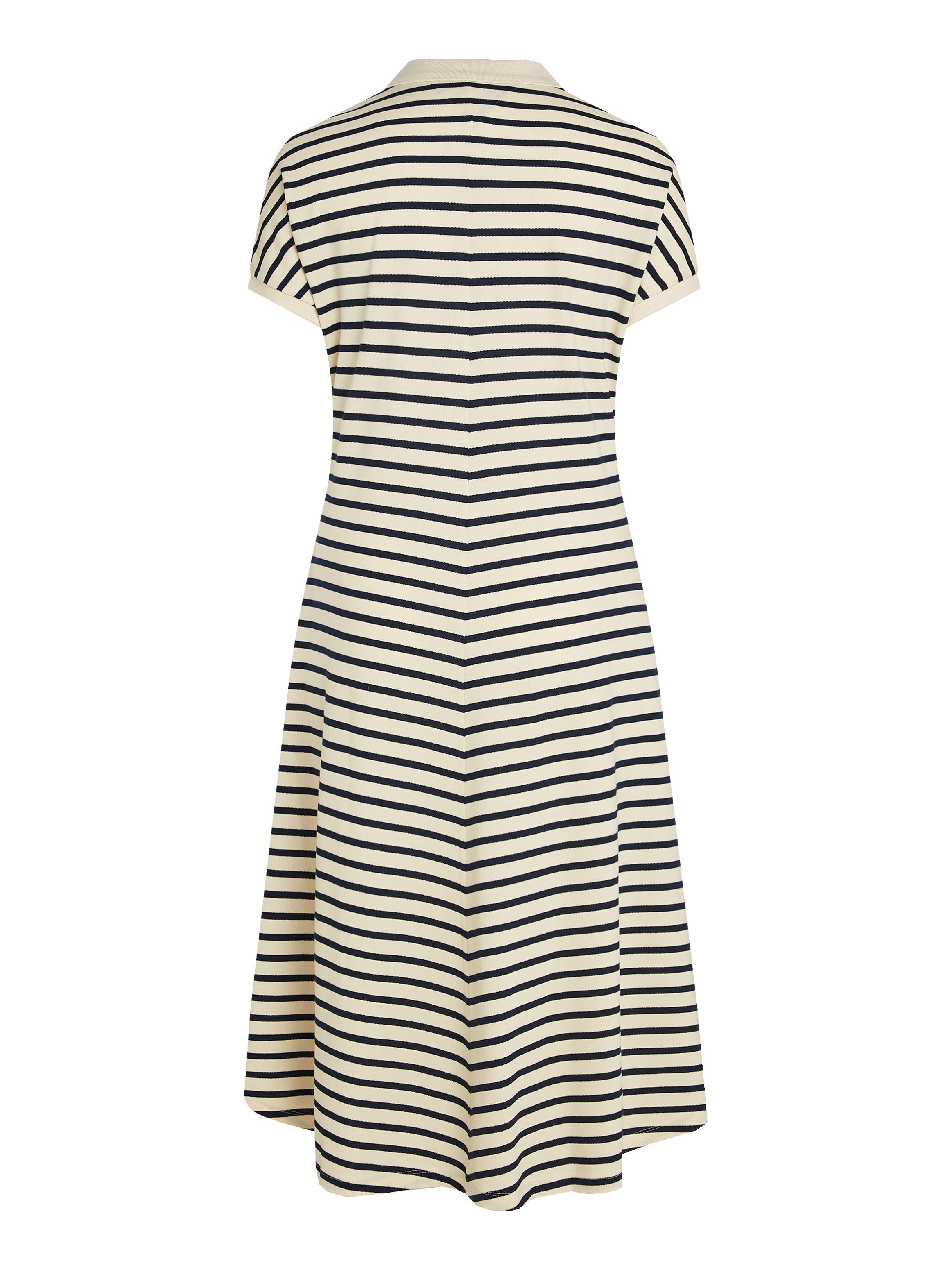 Tommy Hilfiger Curve Midi-jurk CRV LYOCELL OPEN-NK MIDI DRESS in grote maten, logoborduursel, v-hals