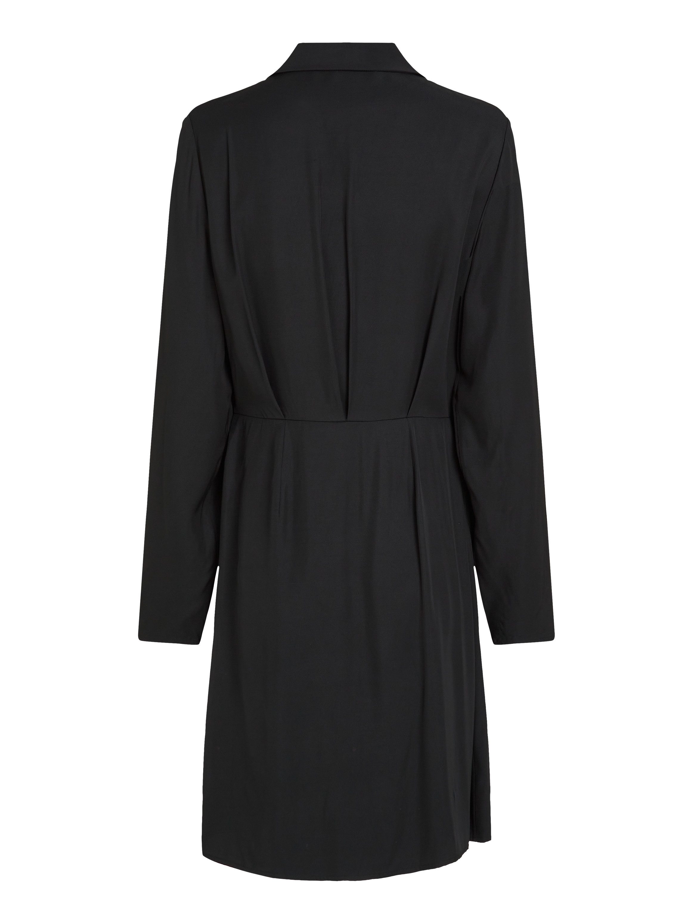 Tommy Hilfiger Wikkeljurk FLUID VIS LS WRAP SHORT DRESS in wikkelontwerp, met metalen label