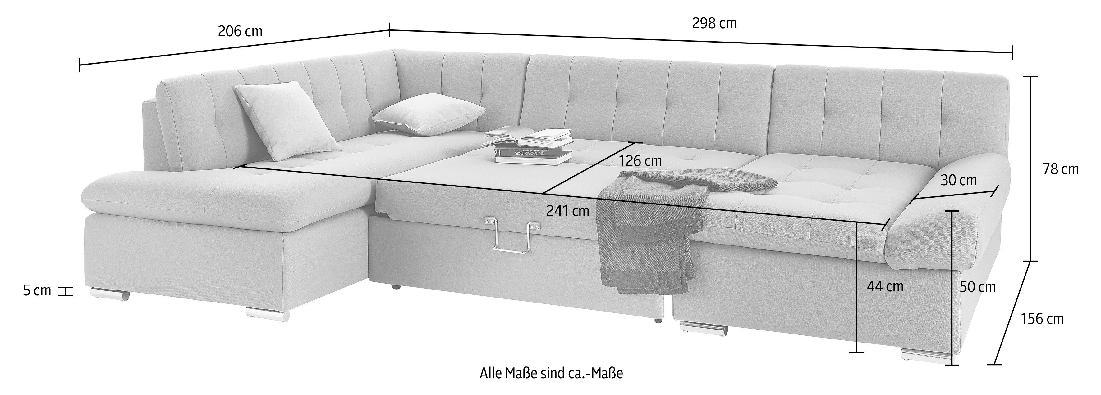 TRENDMANUFAKTUR Zithoek Reggae modern en comfortabel, actuele materiaalcombinatie, U-vorm