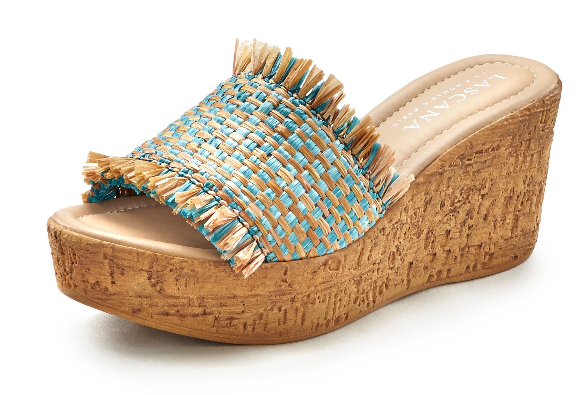 Lascana Slippers Mule, sandaal, open schoen met comfortabele sleehak in bamboe-optiek
