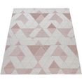 paco home vloerkleed kuba 130 platweefsel, modern geometrisch design, pastelkleuren geschikt voor binnen en buiten, woonkamer roze