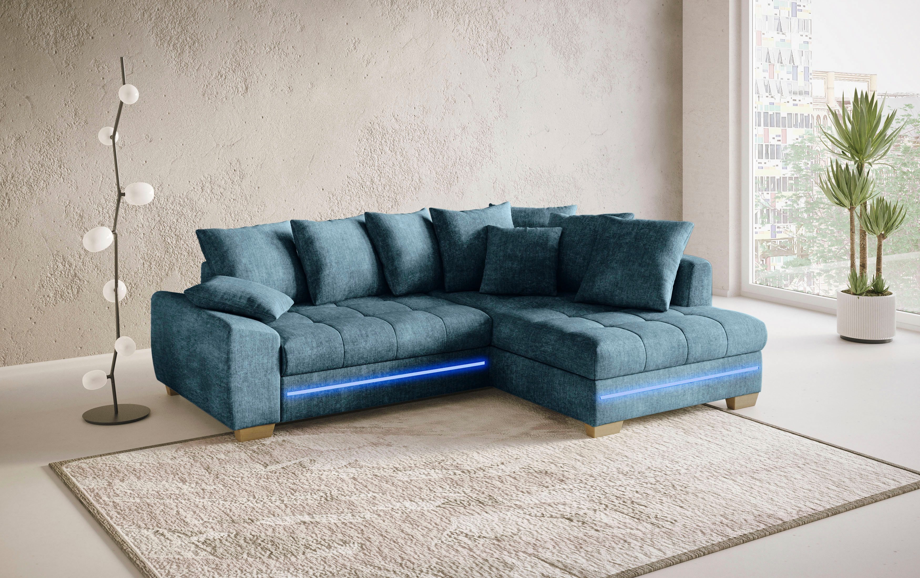 Mr. Couch Hoekbank Nikita II, L-vorm met rgb-led verlichting, optioneel met bed, bedlade, koudschuim