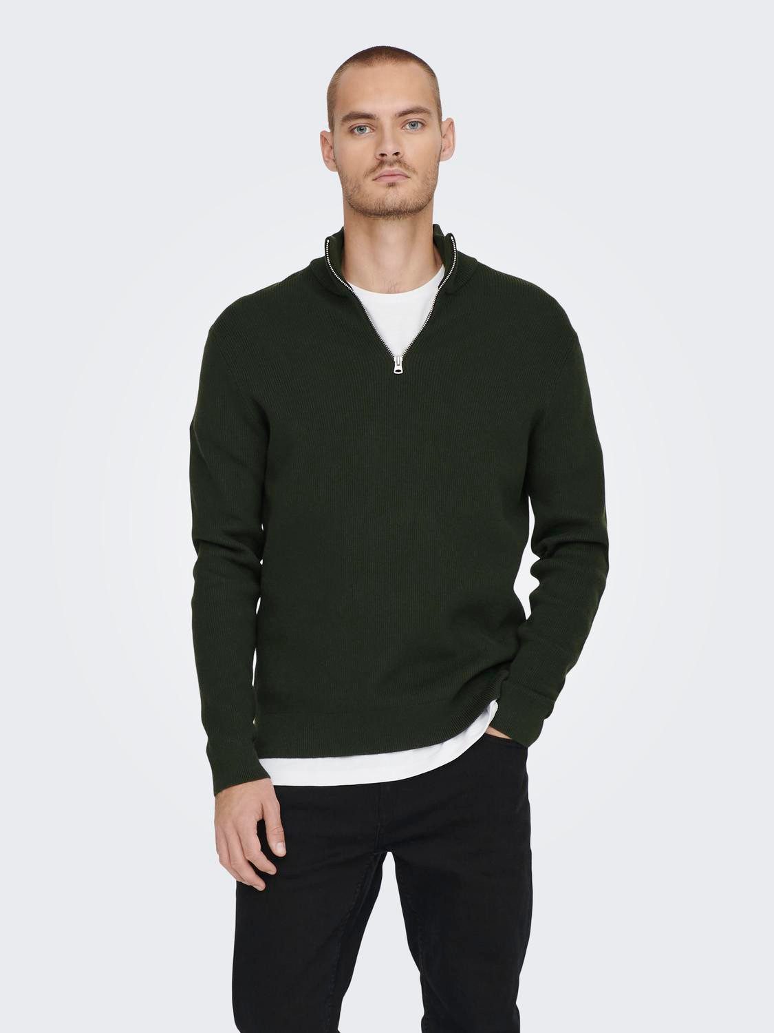 ONLY & SONS Gebreide trui ONSPHIL REG 12 STRUC HALF ZIP KNIT NOOS