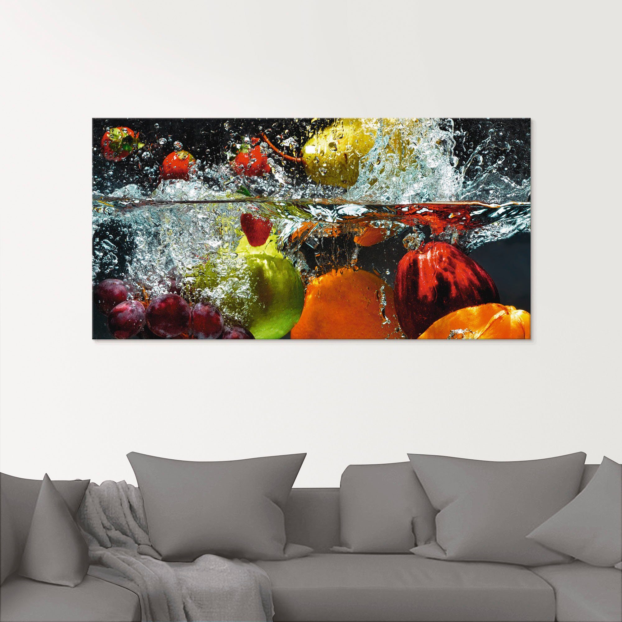 Artland Print op glas Fruit in opspattend water