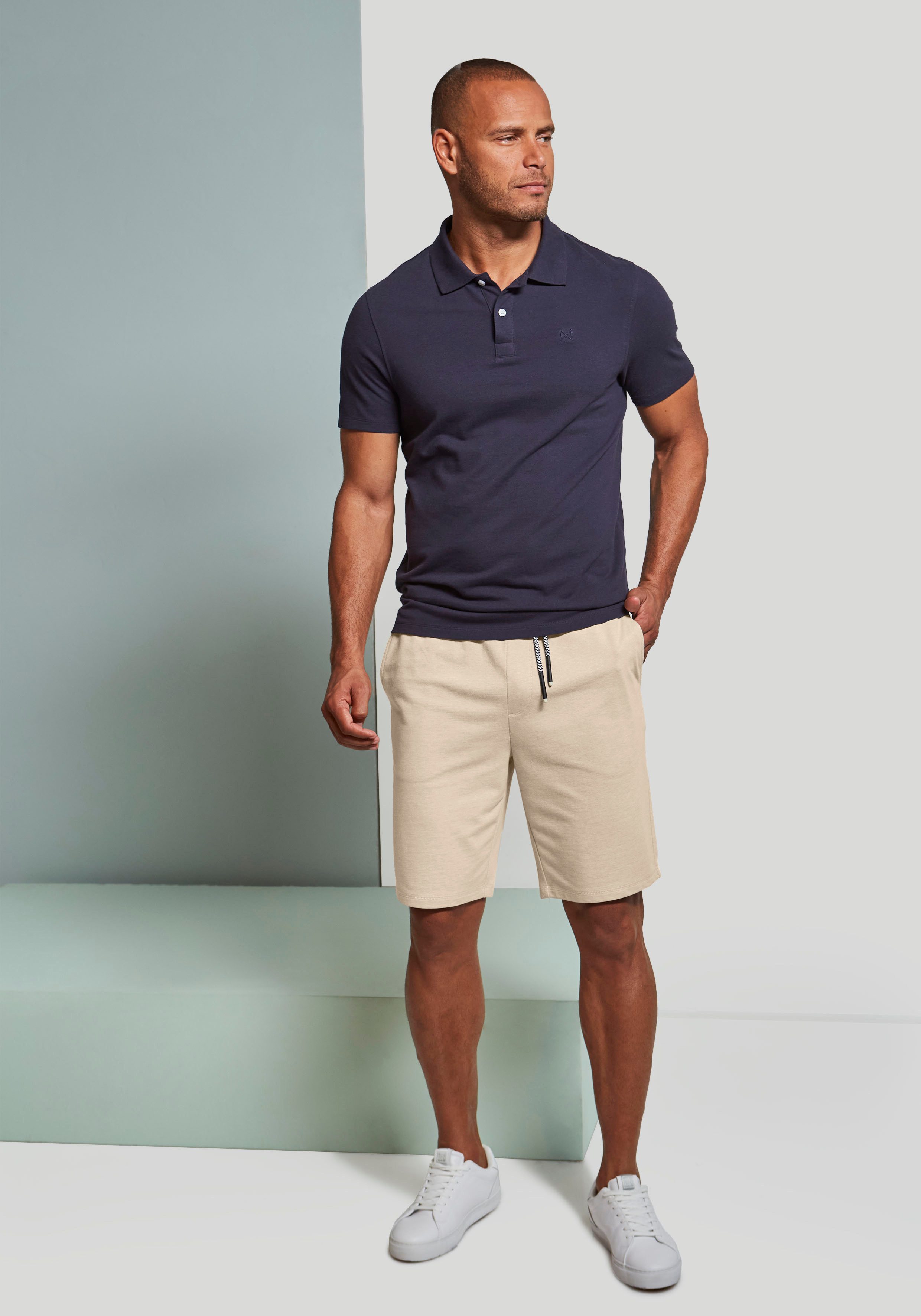 John Devin Sweatshort Wijd model in melange-look van katoenmix