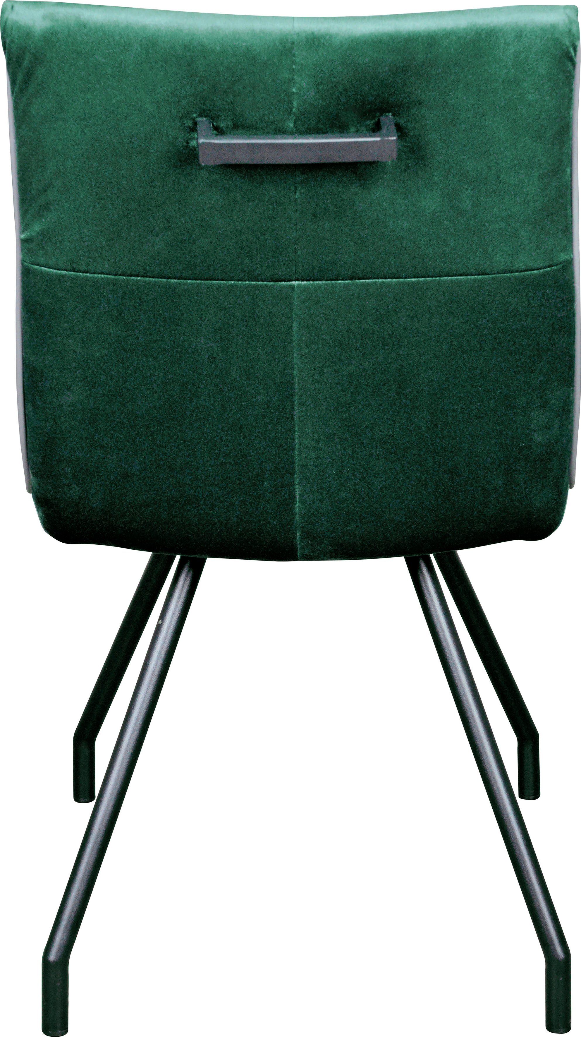 Kayoom Stoel Eaden 125 2-delige set, fluweelachtige stofbekleding, bies van kunstleer stijlvol, onderhoudsvriendelijk, eigentijdse kleurstelling, fluweelachtige stofbekleding (set, 2 stuks)