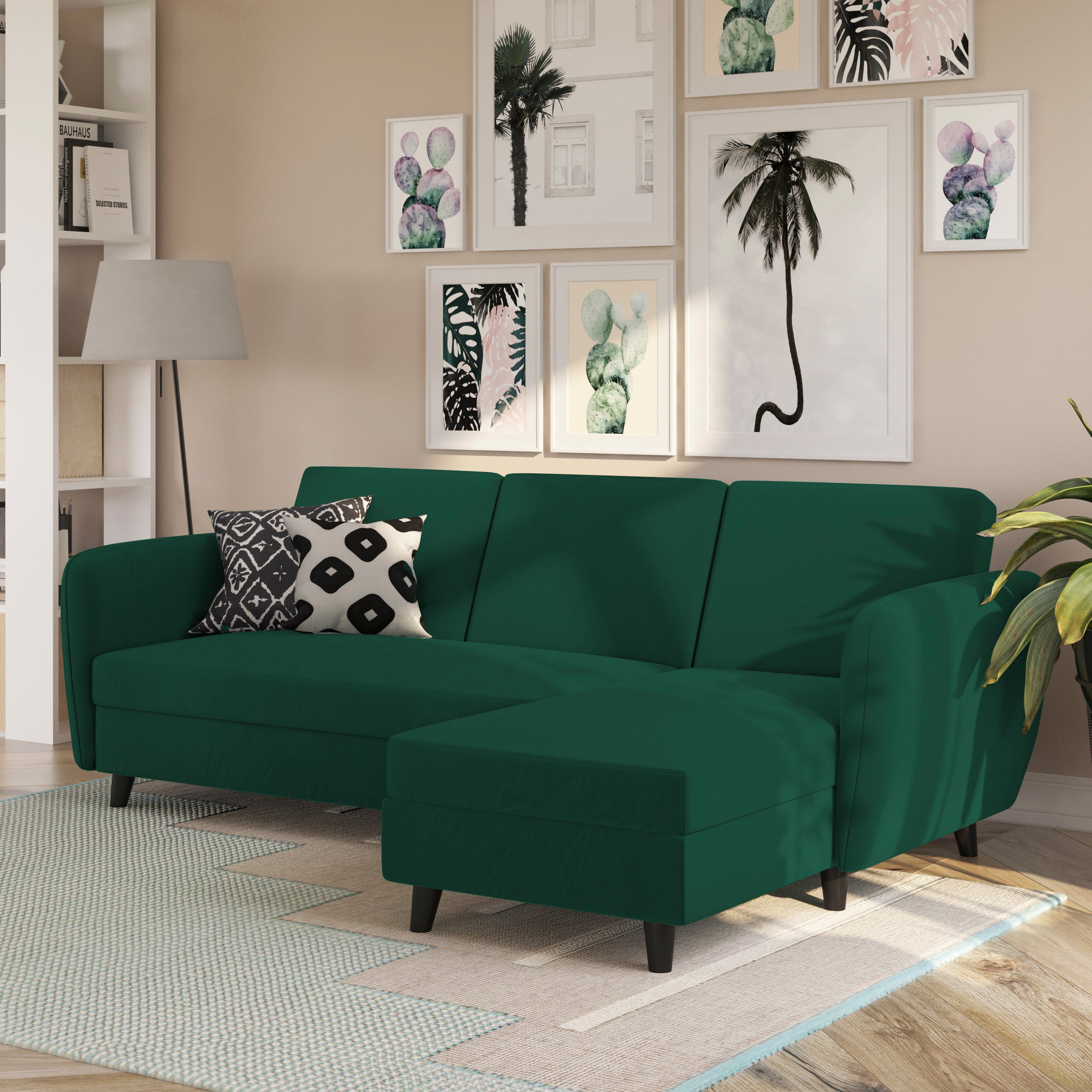 Dorel Home Hoekbank Perry, L-vorm Rugleuning, verschillende kleurvarianten, zithoogte 43 cm, breedte 219 cm
