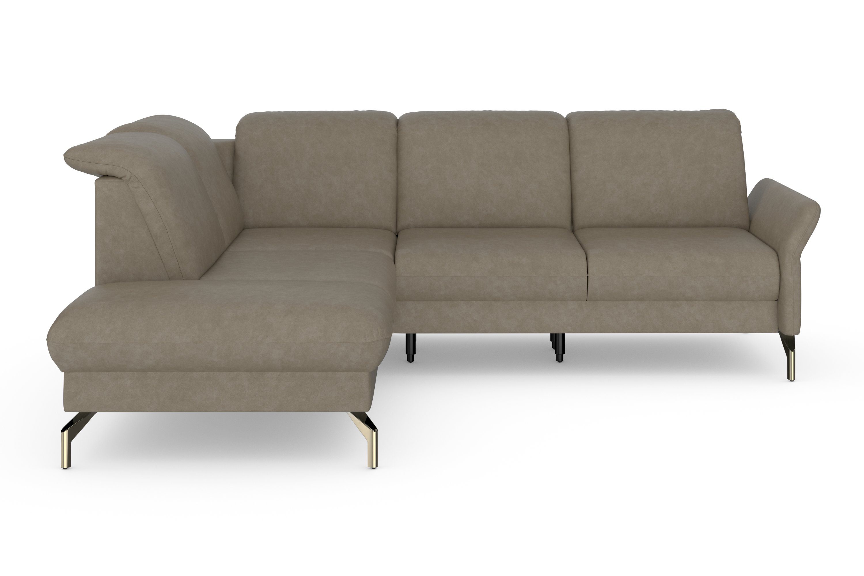 sit&more Hoekbank Fashion L-vorm naar keuze met verstelbare hoofdsteun, uittrekzitting, motorisch, nikkel poten