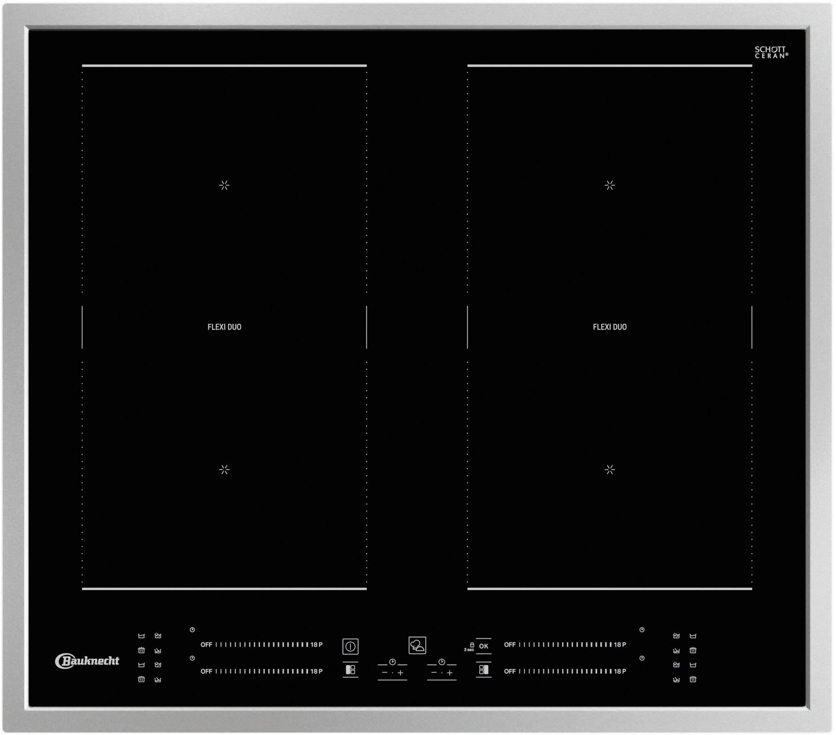 BAUKNECHT Flex-inductiekookplaat van SCHOTT CERAN® BS 4160C FT