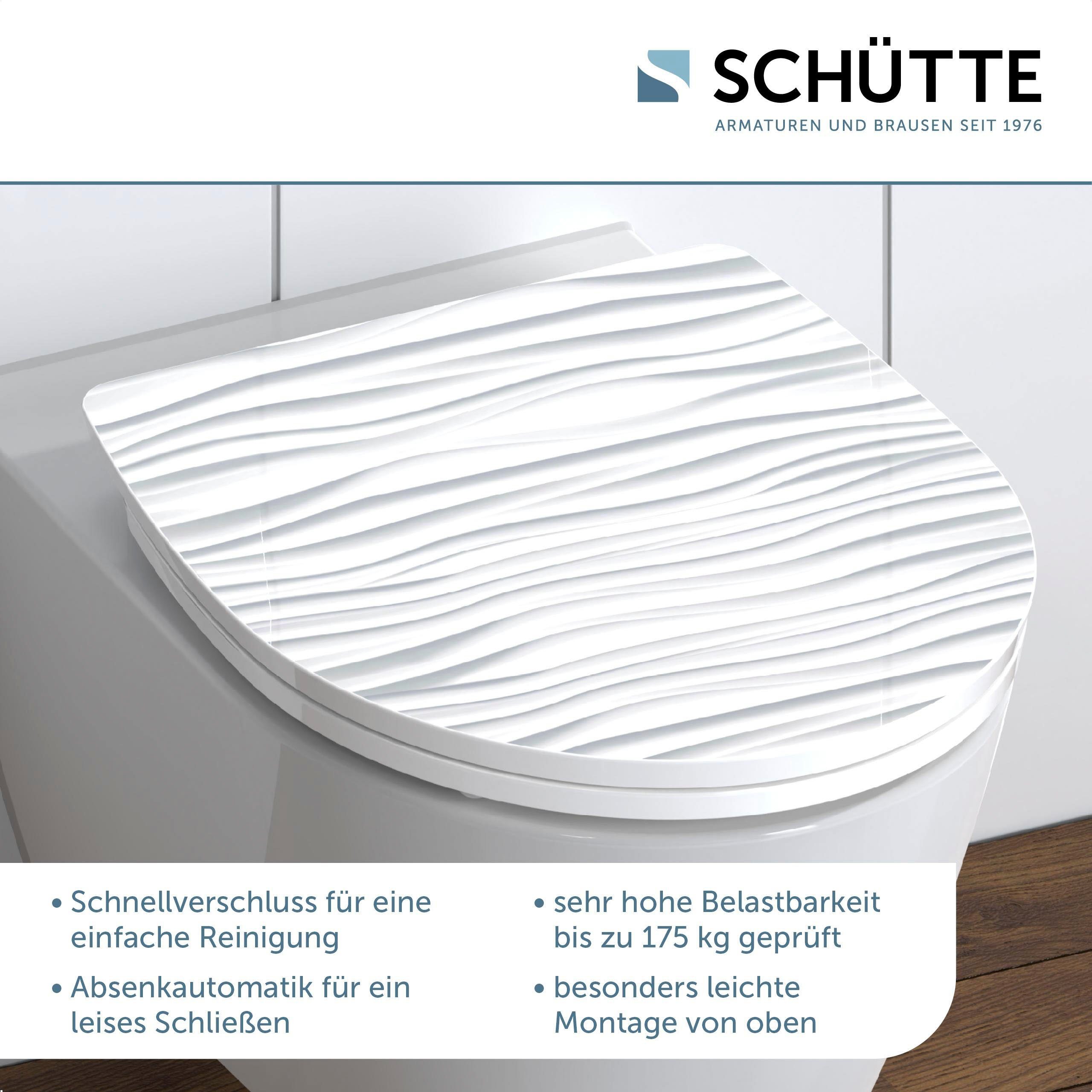 Schütte Toiletzitting White wave Duroplast, met softclosemechanisme en snelsluiting, High gloss