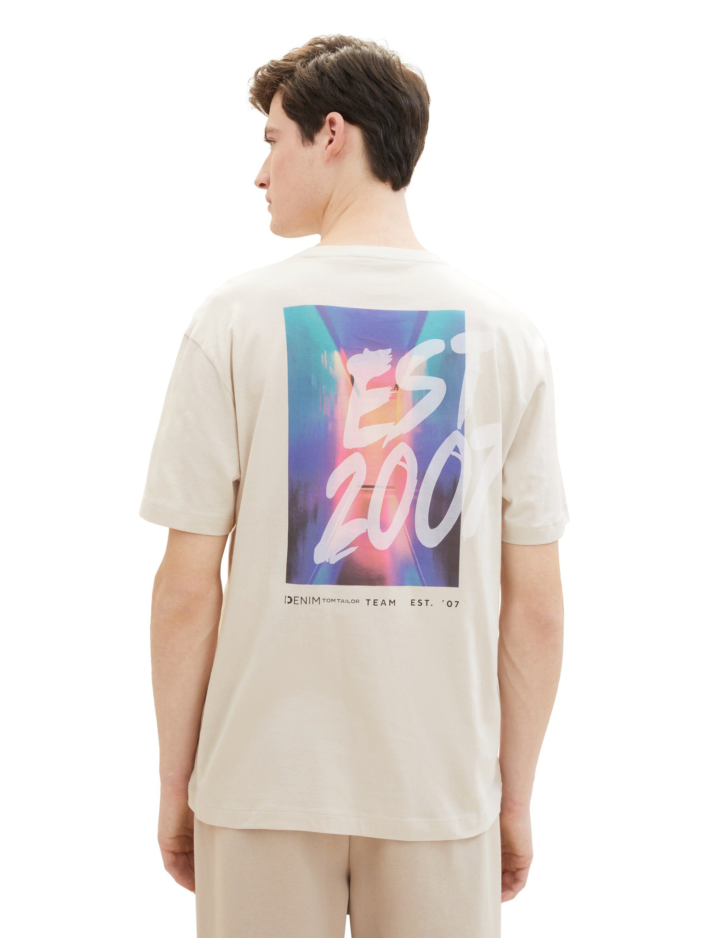 Tom Tailor Denim T-shirt met grote print op de rug