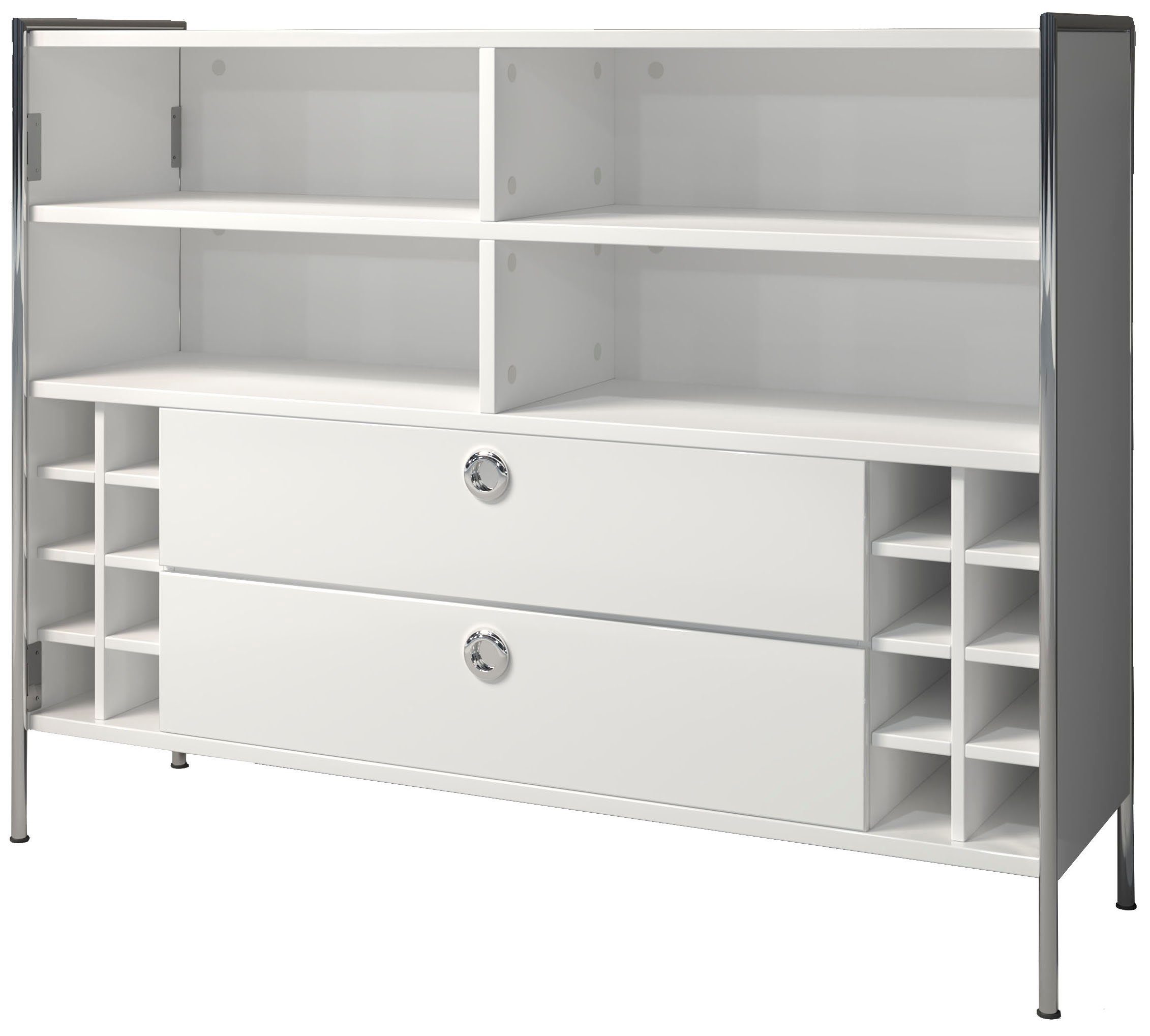 Places of Style Bartafel Imperia Mobiele bar met chroomframe, veel opbergruimte - (B/D/H) 140/48/109 cm