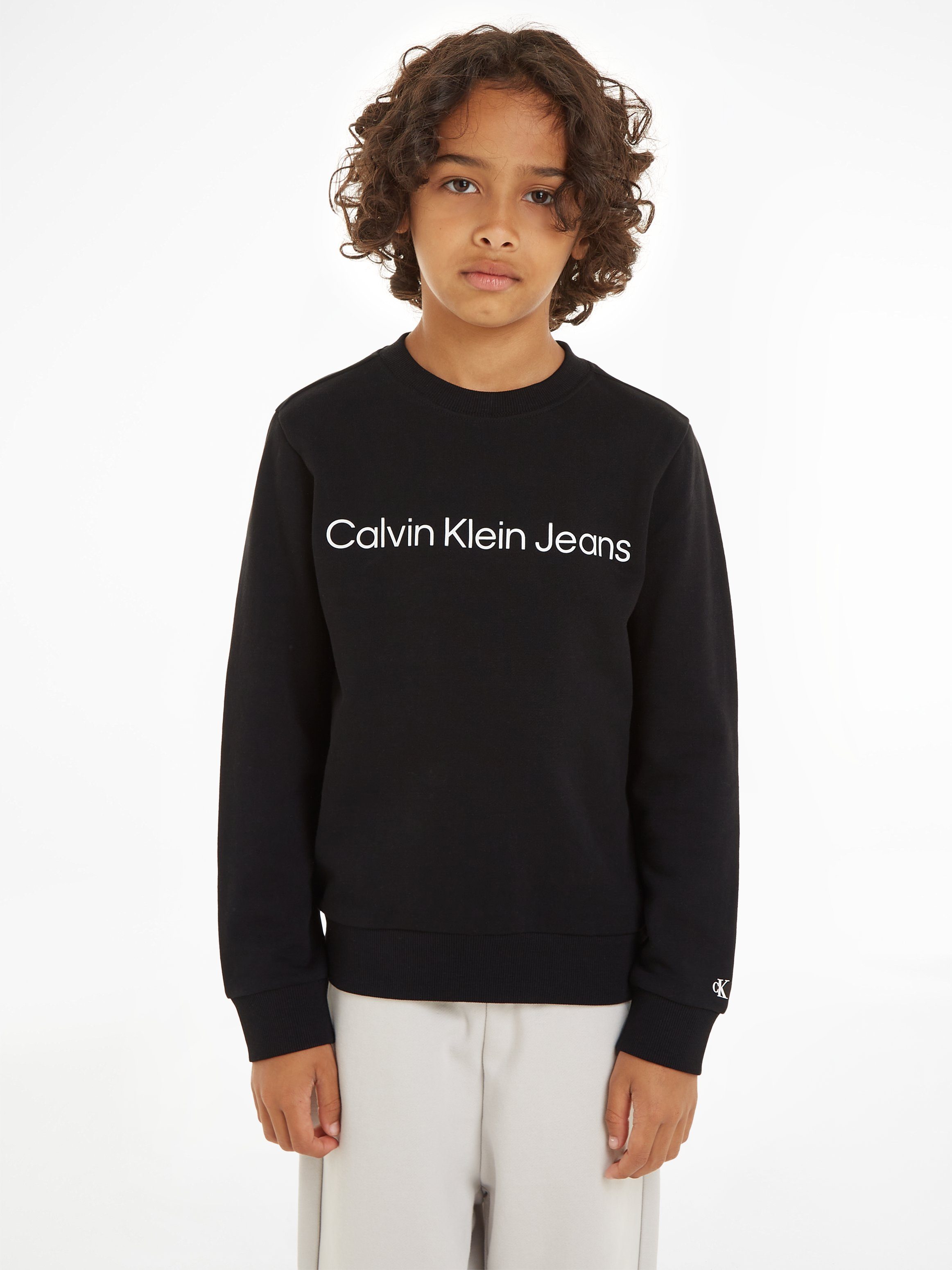 Calvin Klein Sweatshirt INST. LOGO REGULAR CN voor kinderen tot 16 jaar kinderen sweaters maat 12 (152) zwart