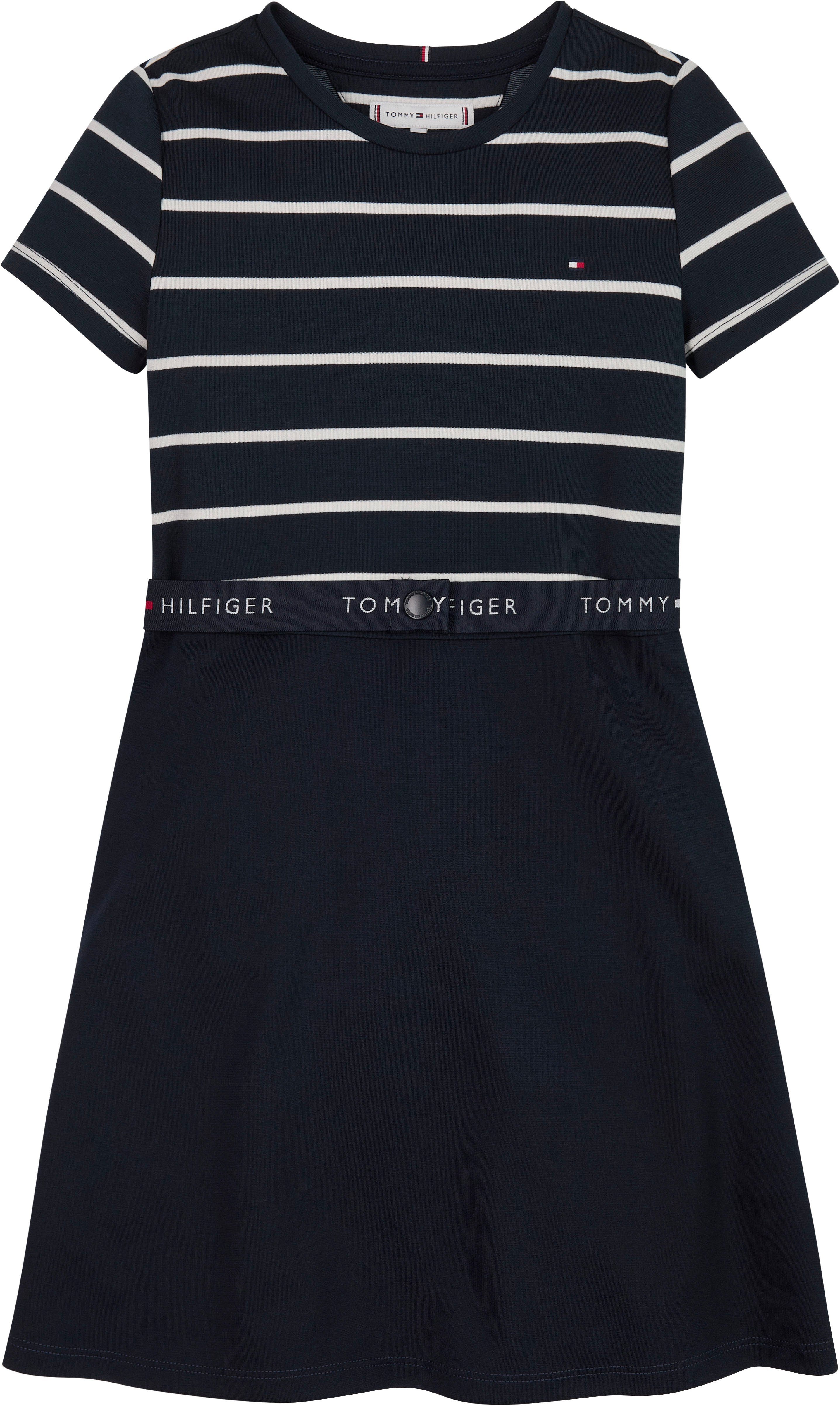 Tommy Hilfiger Jerseyjurk ESSENTIAL SKATER DRESS met merklabel op de tailleband