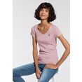 kangaroos t-shirt met v-hals en zilverglanzende logoprint op borsthoogte - nieuwe collectie roze