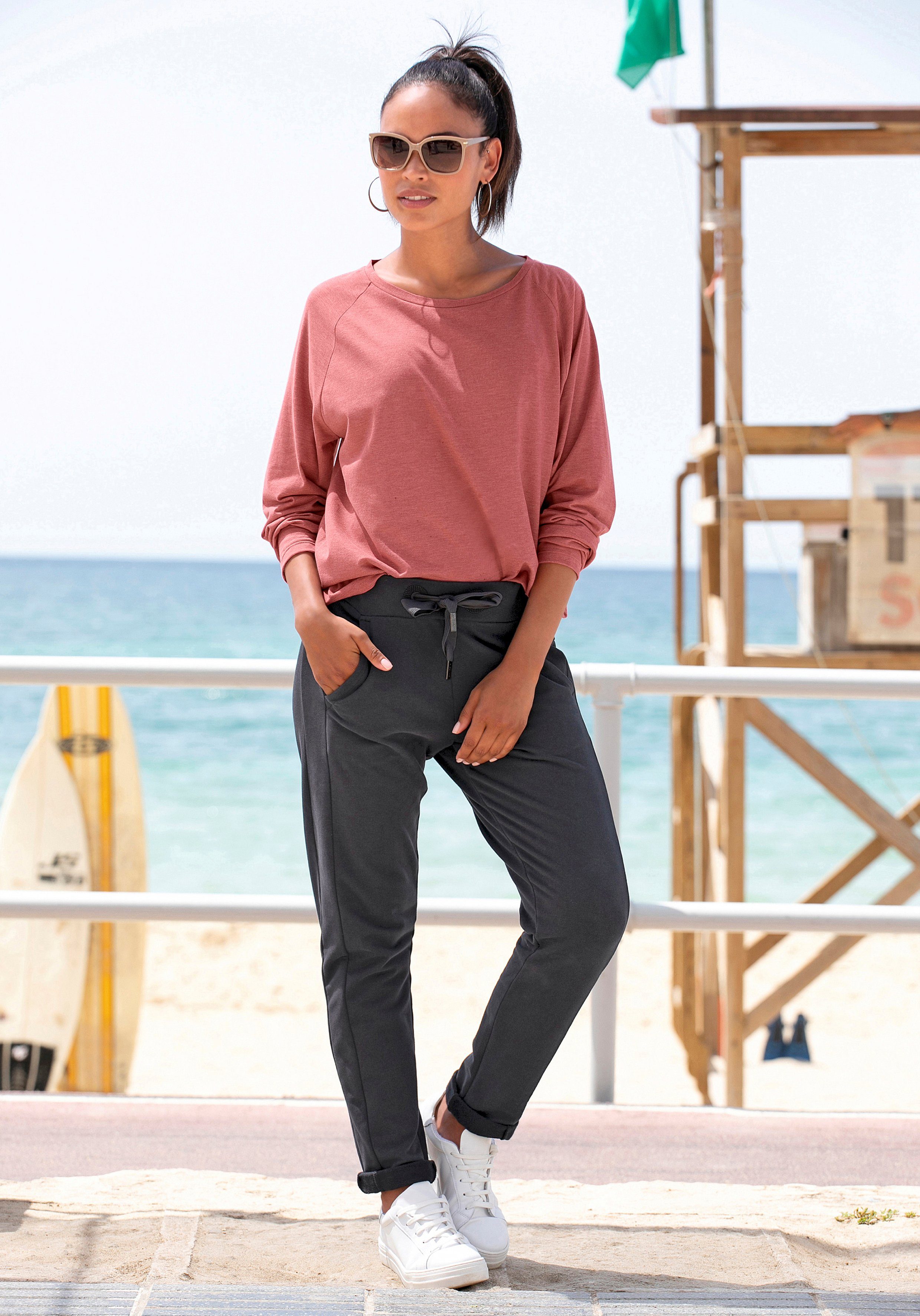 Elbsand Longsleeve Tira met logoprint op de rug, shirt met lange mouwen, sportief-casual