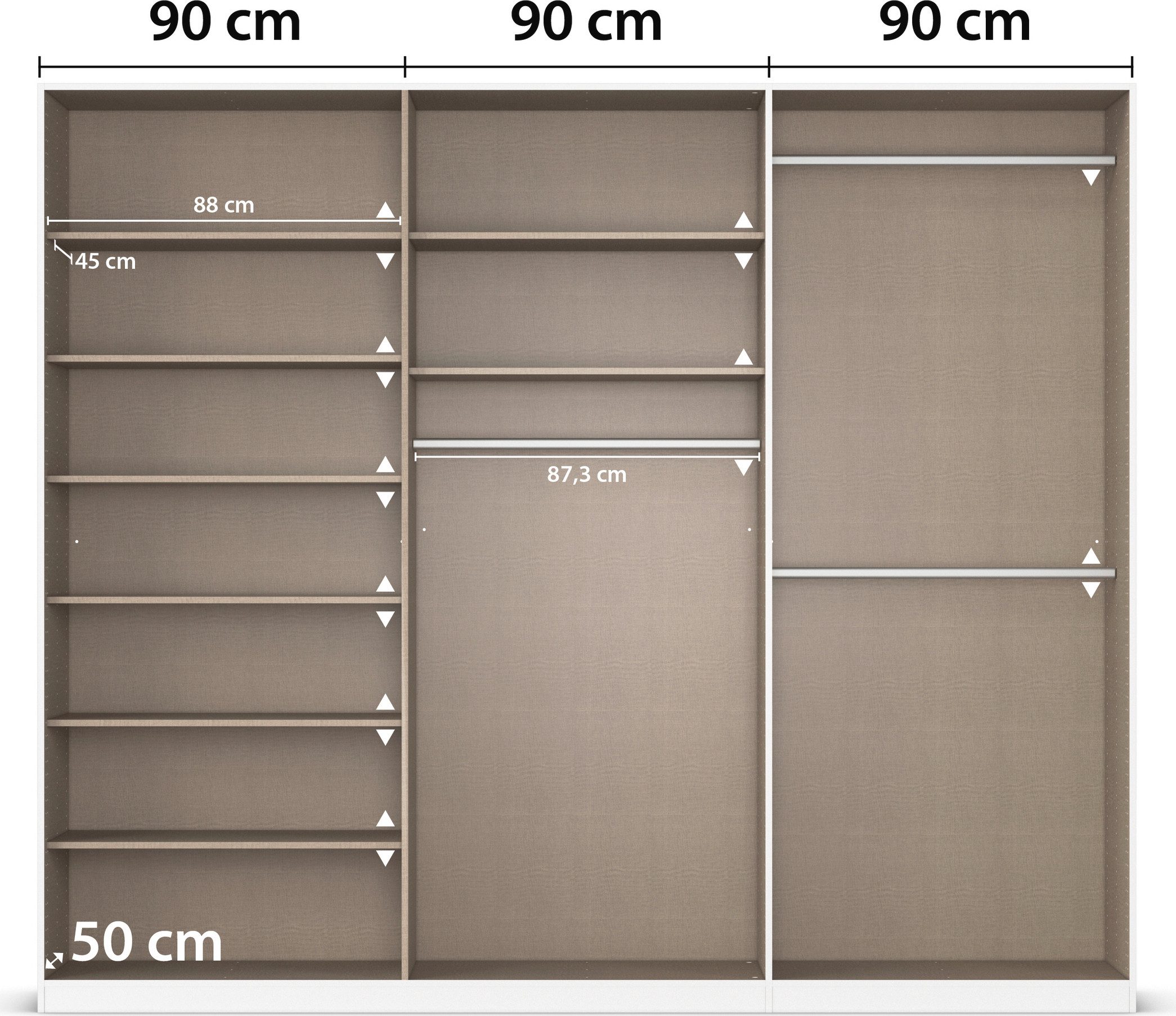 rauch Draaideurkast Kledingkast kast garderobe AGORDO met decor- of hoogglansfront doordachte binnenuitrusting, in 6 breedtes en 2 hoogtes made in germany