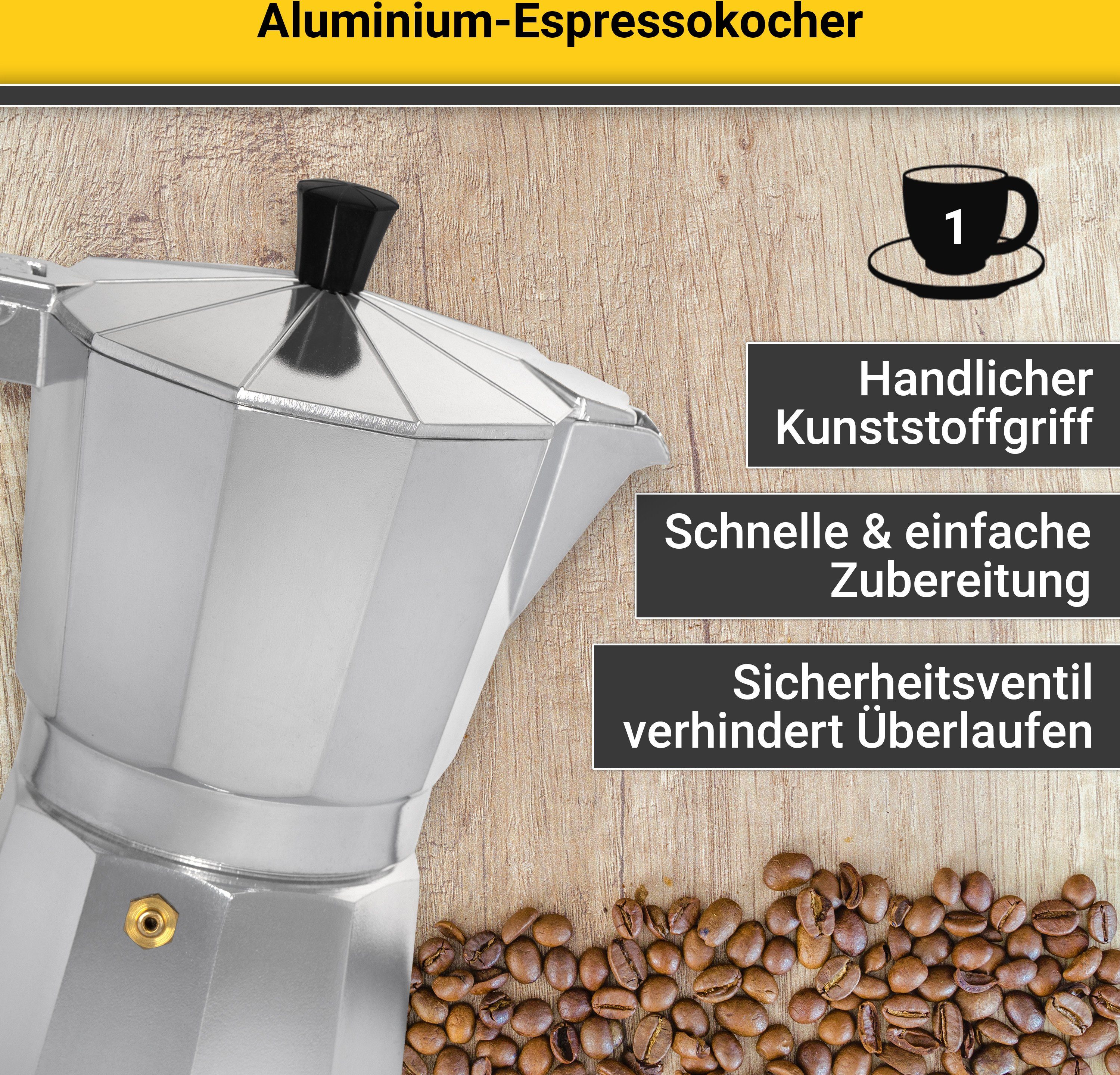 Krüger Espressomachine Italiano traditioneel italiaans, van aluminium, met silicone-afsluitring