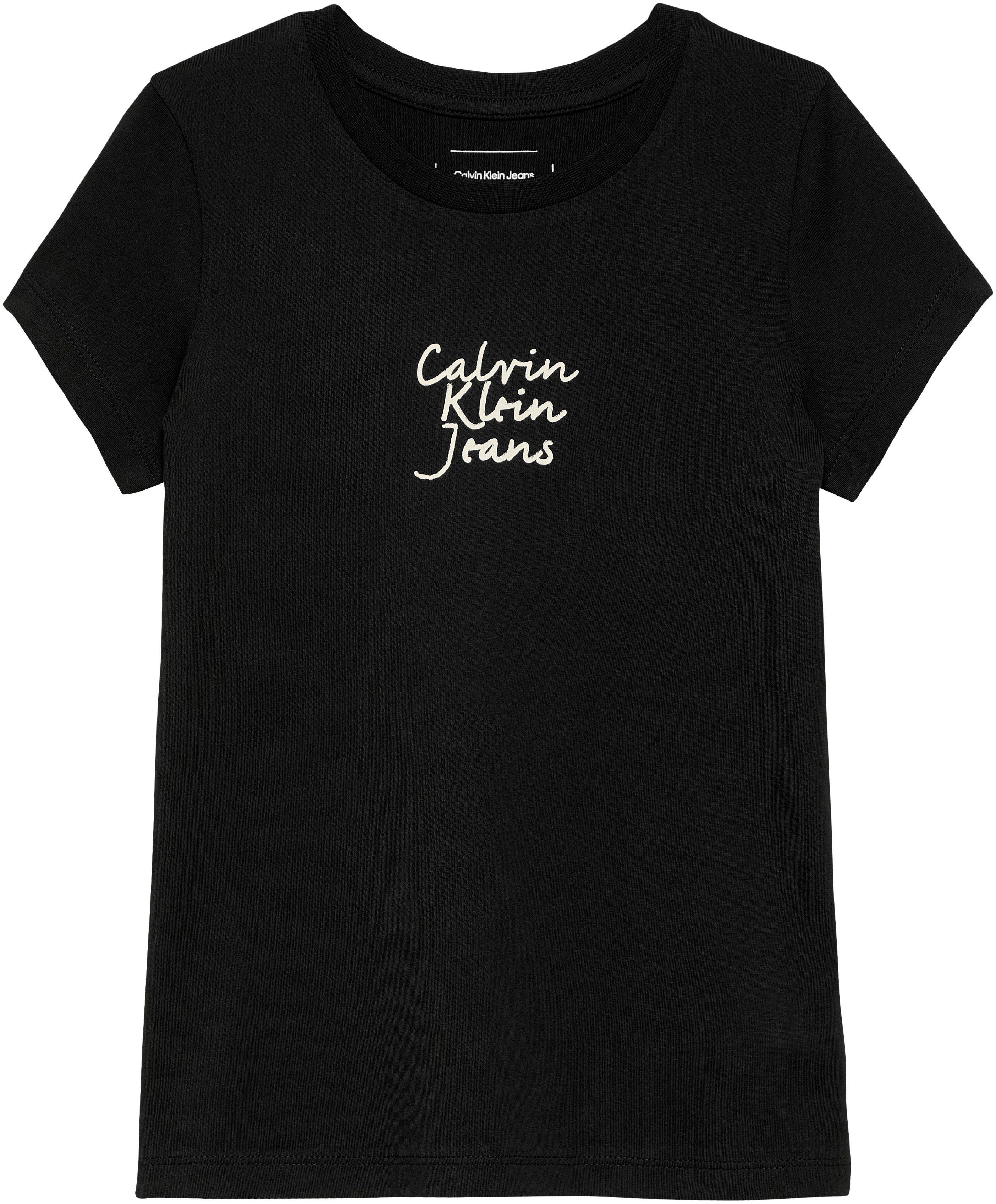 Calvin Klein Shirt met ronde hals HANDWRITING LOGO SS SLIM T-SHIRT voor kinderen tot 16 jaar met logo-opdruk