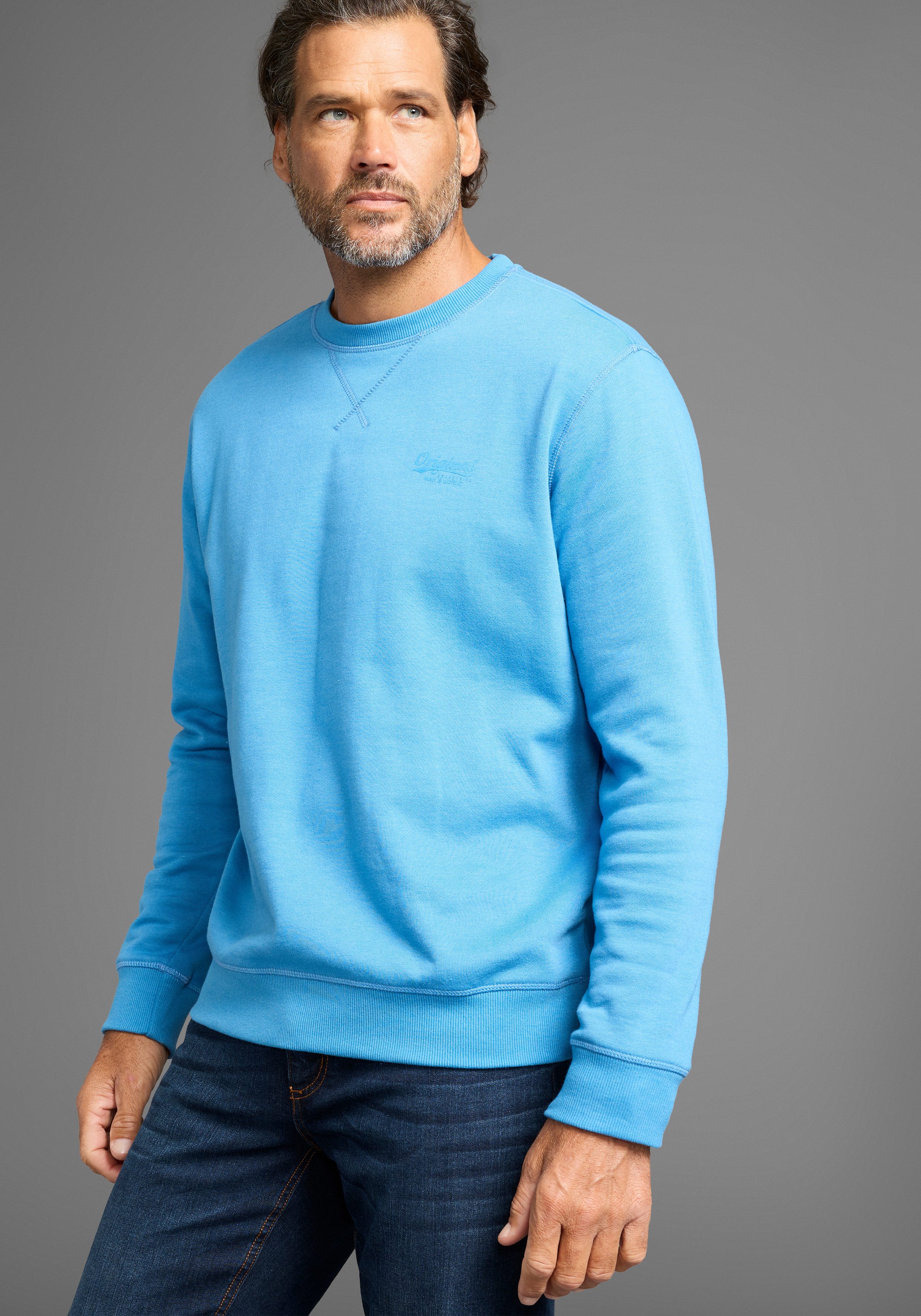 Man's World Sweatshirt Lange mouwen, basic-stijl, effen, ronde hals