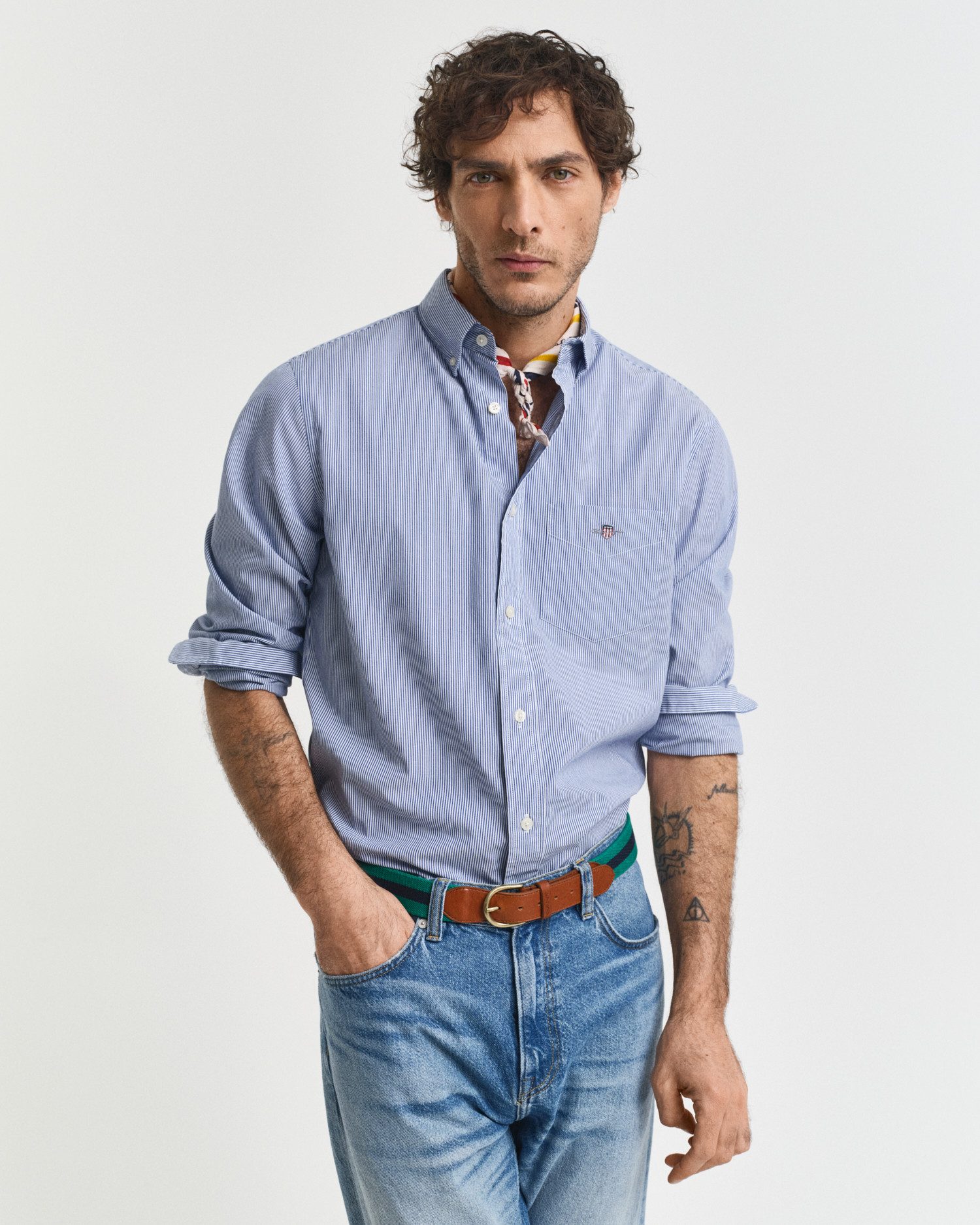 Gant Overhemd met lange mouwen REG POPLIN BANKER SHIRT Banker Stripe popeline, lichte katoen