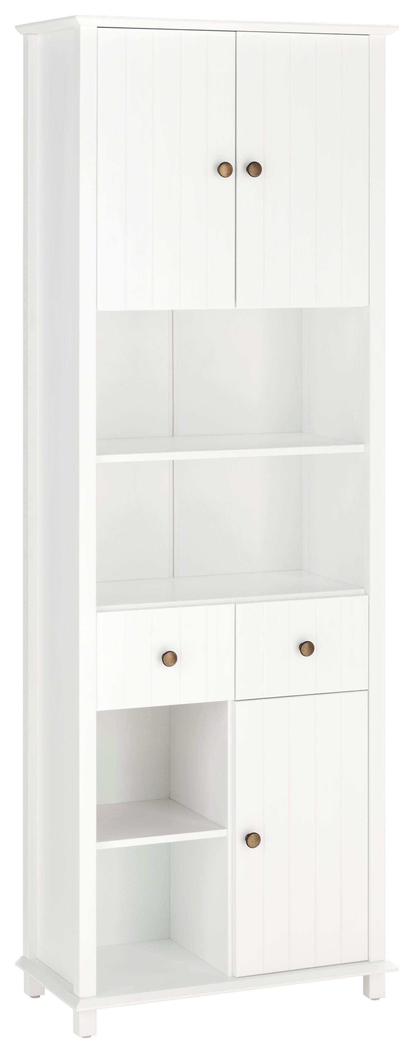 Home affaire Hoge kast Vili Badkamerkast, hoogte 175 cm, 2 lades, 3 deuren, van massief hout