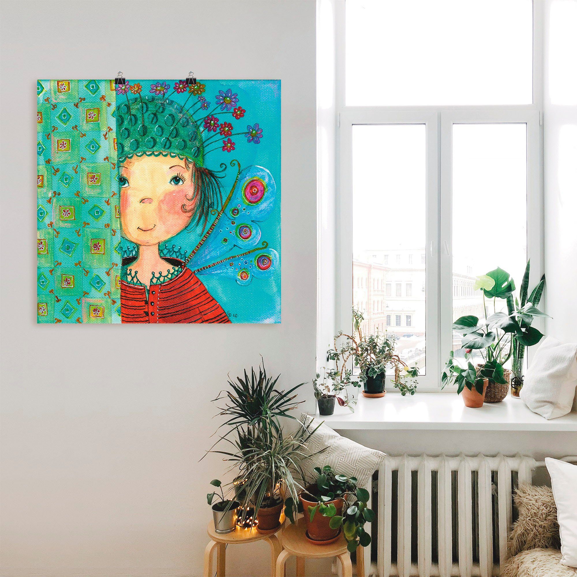 Artland Artprint Engeltje verstopt zich als artprint op linnen, poster in verschillende formaten maten