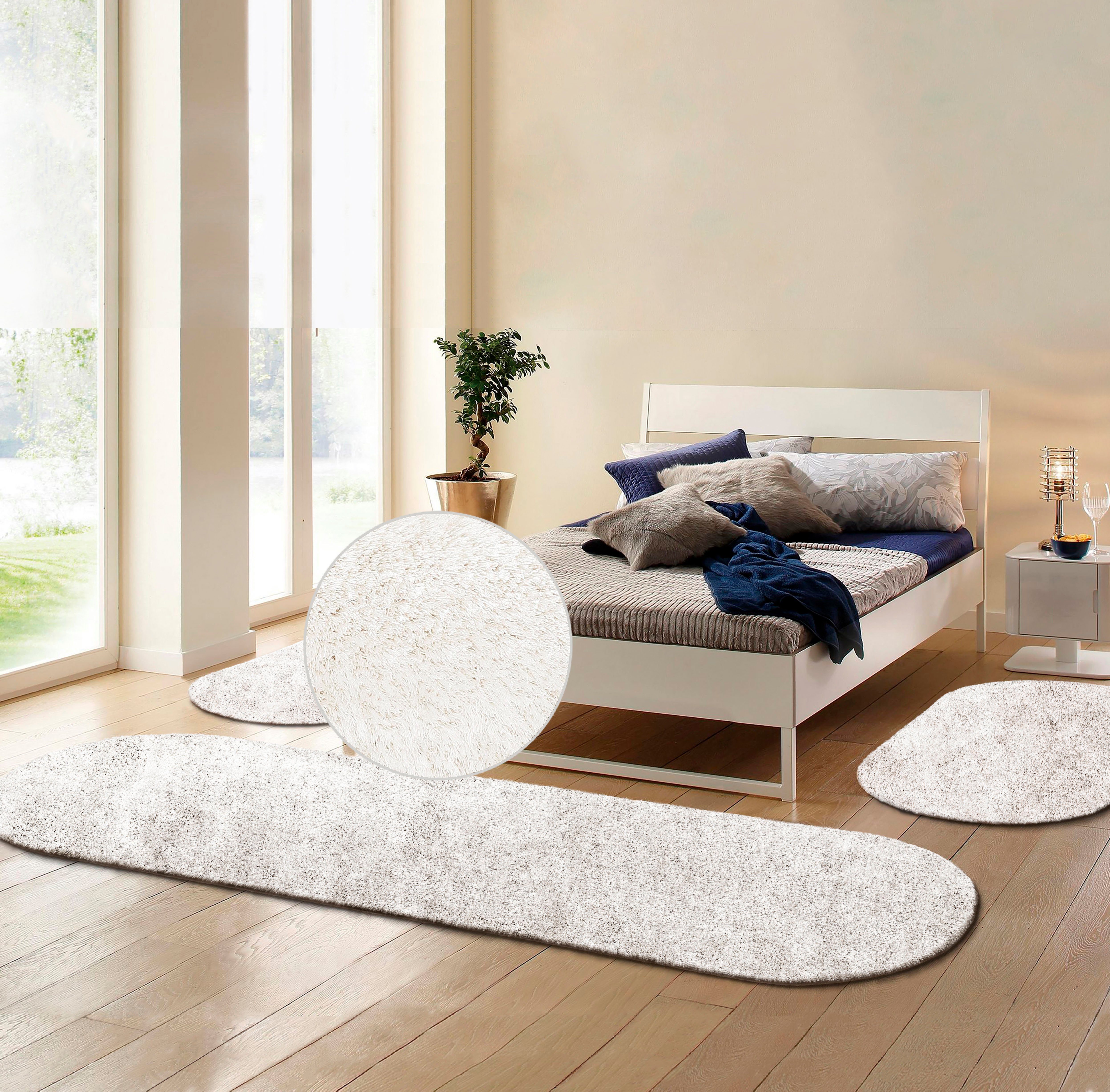 Bruno Banani Set slaapkamerkleedjes met hoge pool Dana tapijt, klantenfavoriet unikleur, microvezel, gemakkelijk in onderhoud, slaapkamerkleed, slaapkamer
